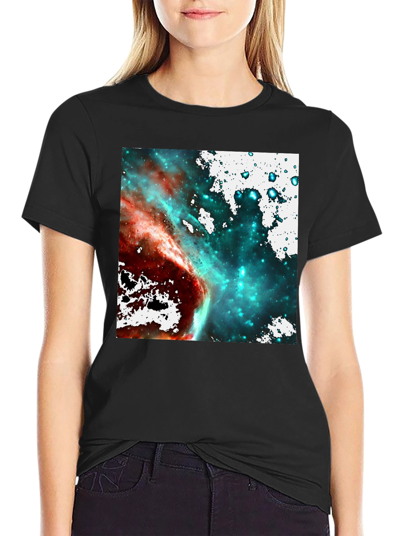 Nebula Space Graphic T-Shirt - Black