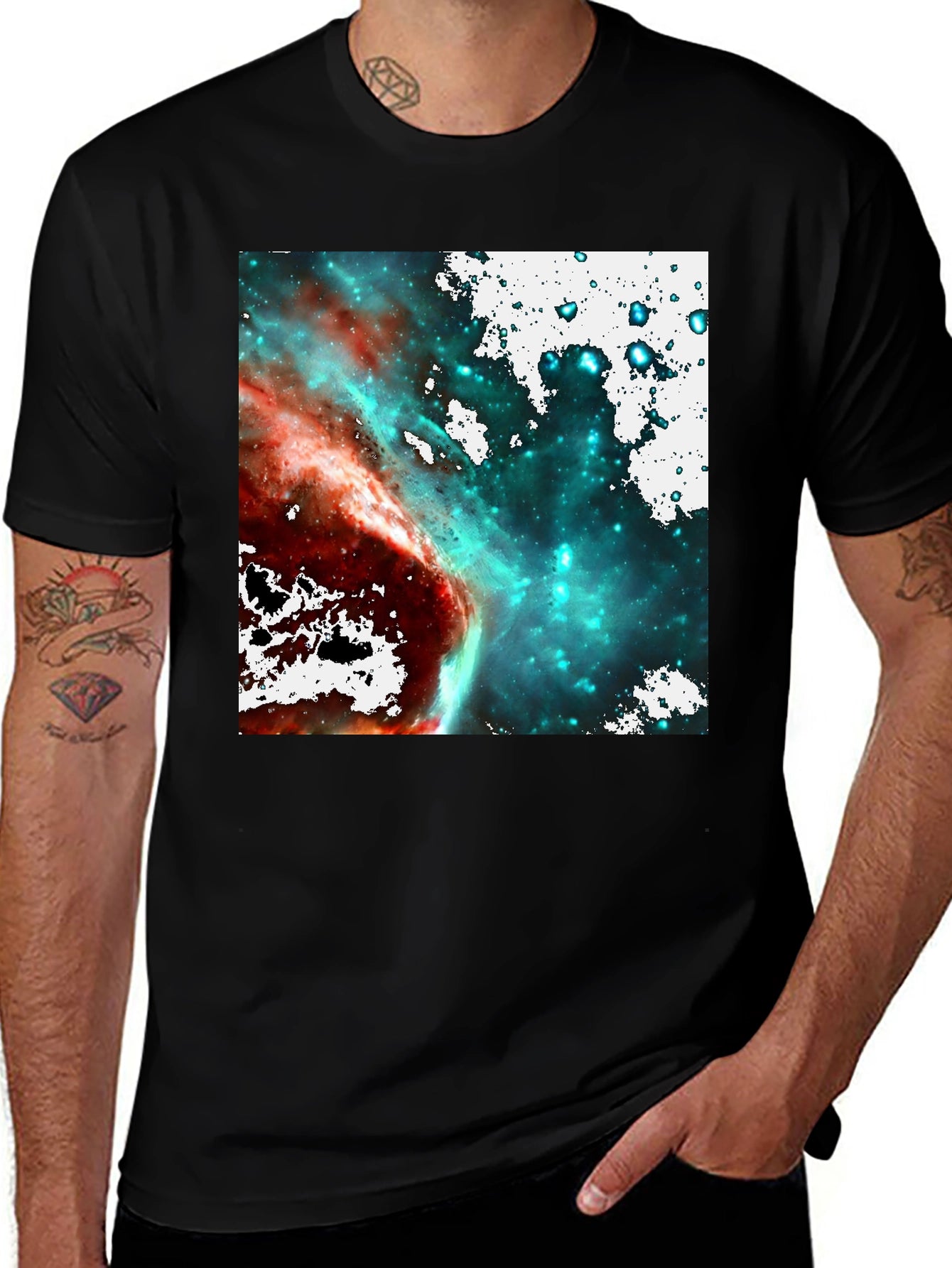 Nebula Space Graphic T-Shirt - Black