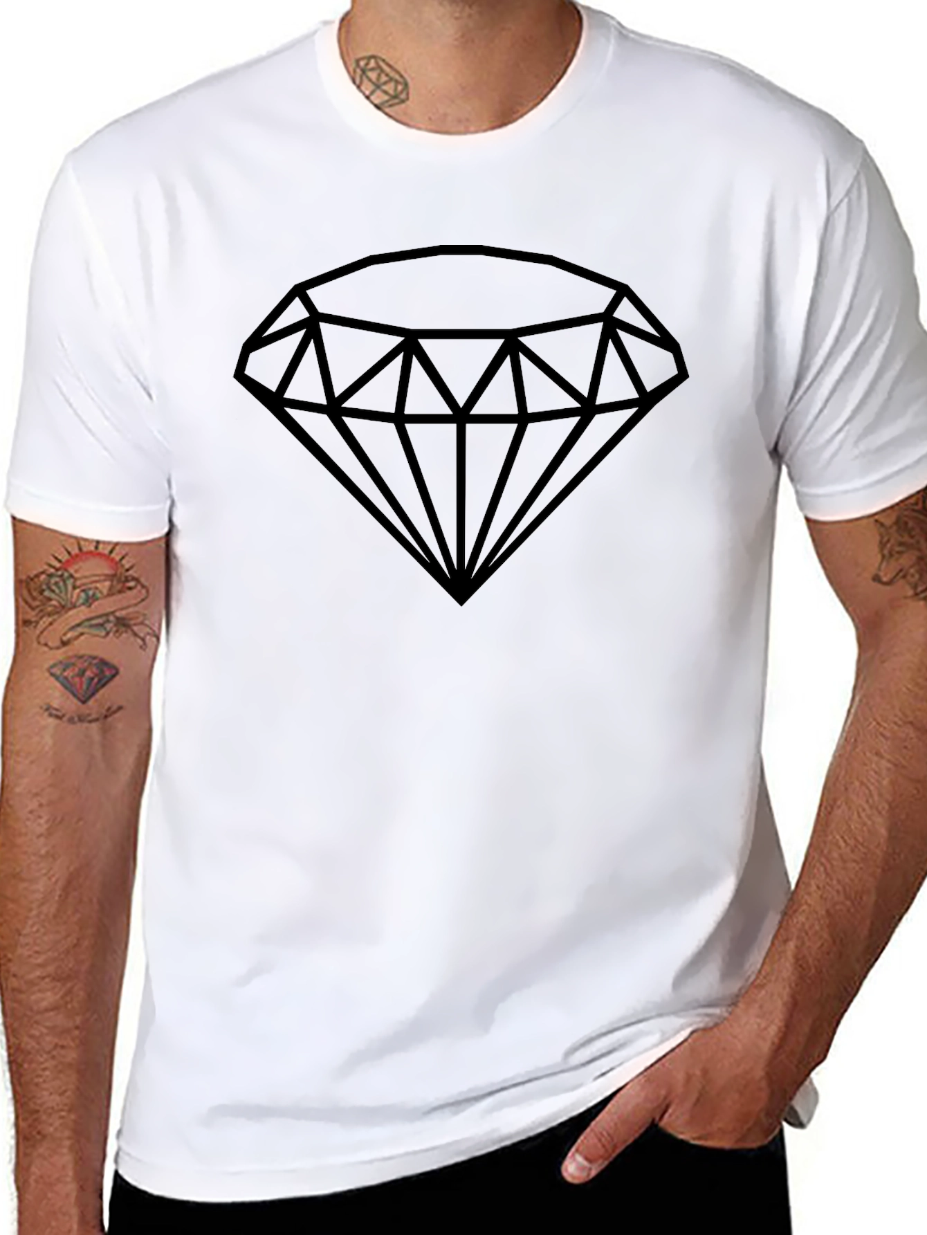 Mens Black Diamond Graphic Tee - Modern Casual Style