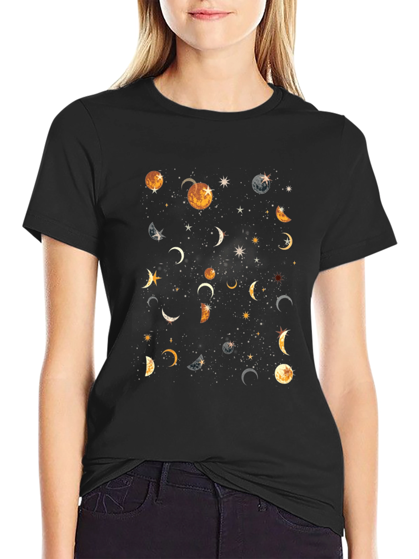 Celestial Moon Phases Graphic T-Shirt