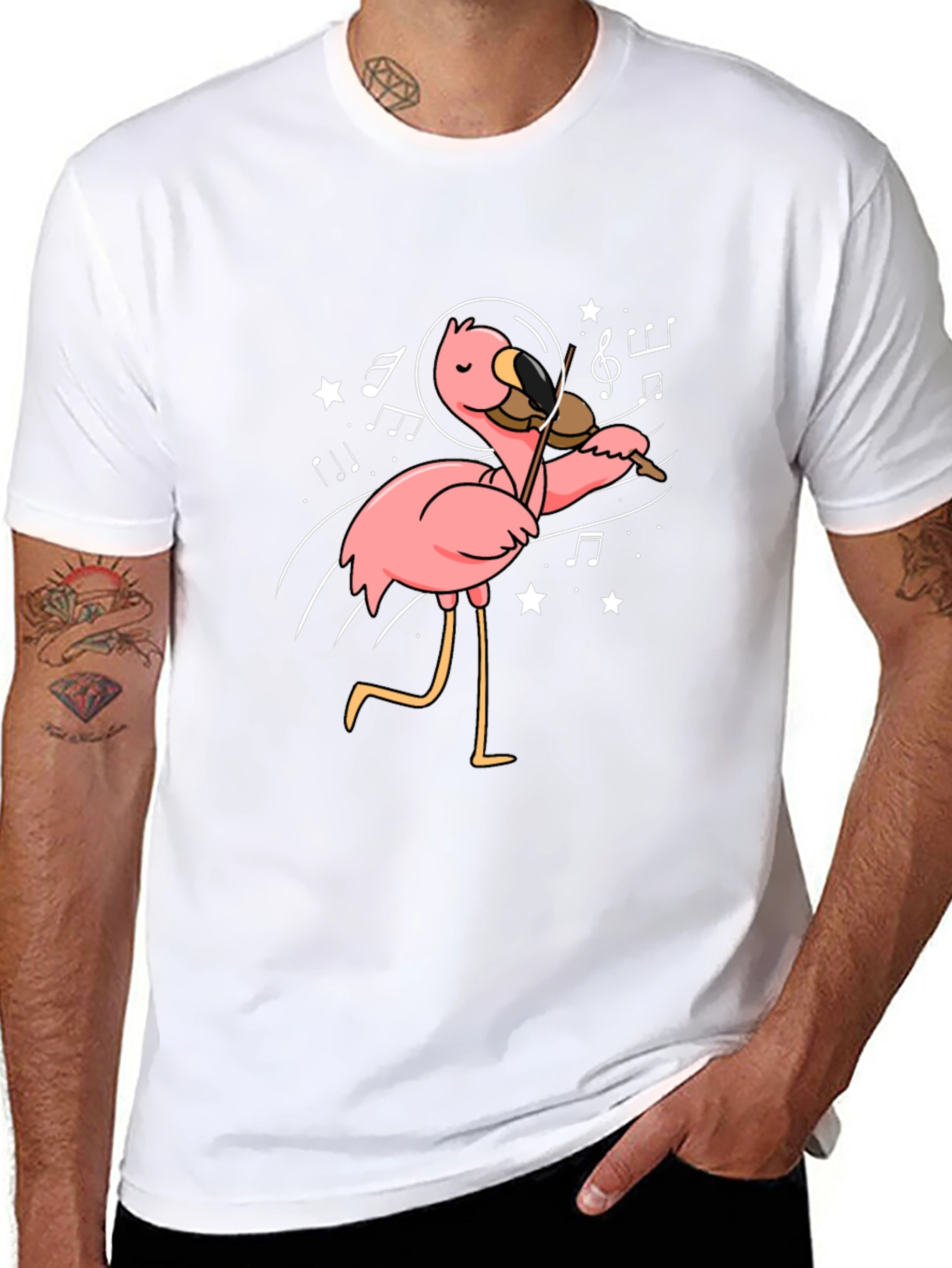 Astronaut Flamingo Violinist Graphic Tee