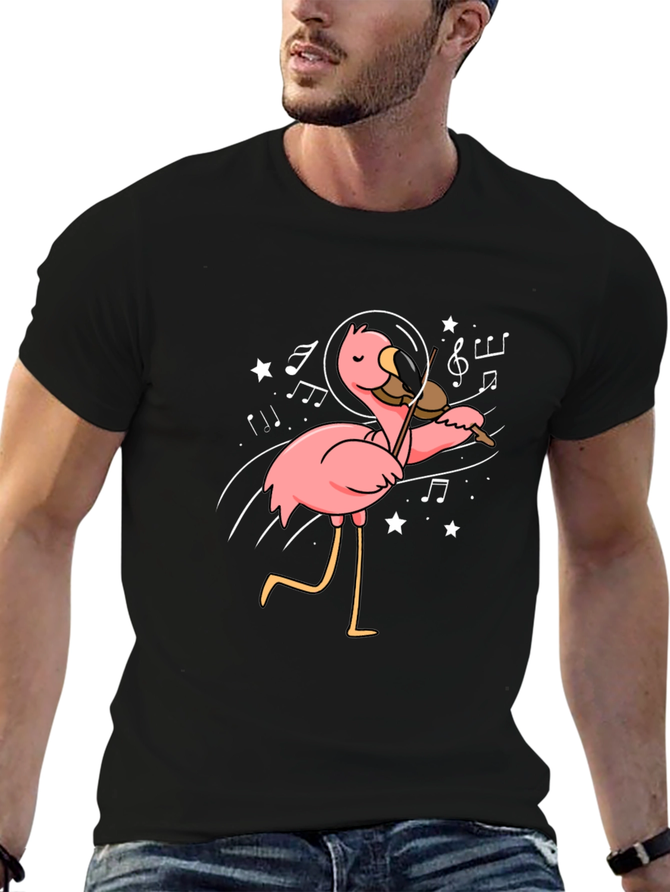 Astronaut Flamingo Violinist Graphic Tee