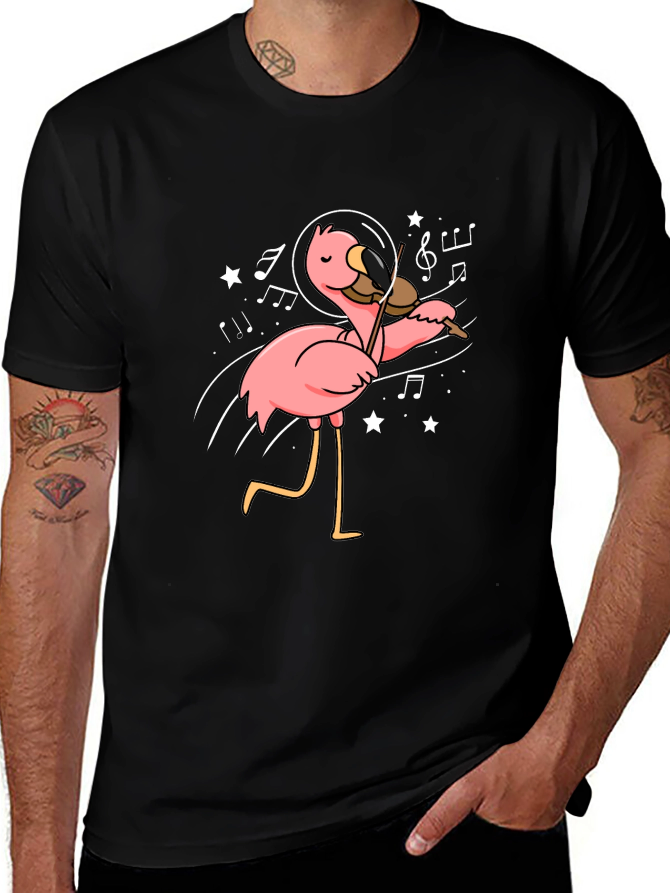 Astronaut Flamingo Violinist Graphic Tee