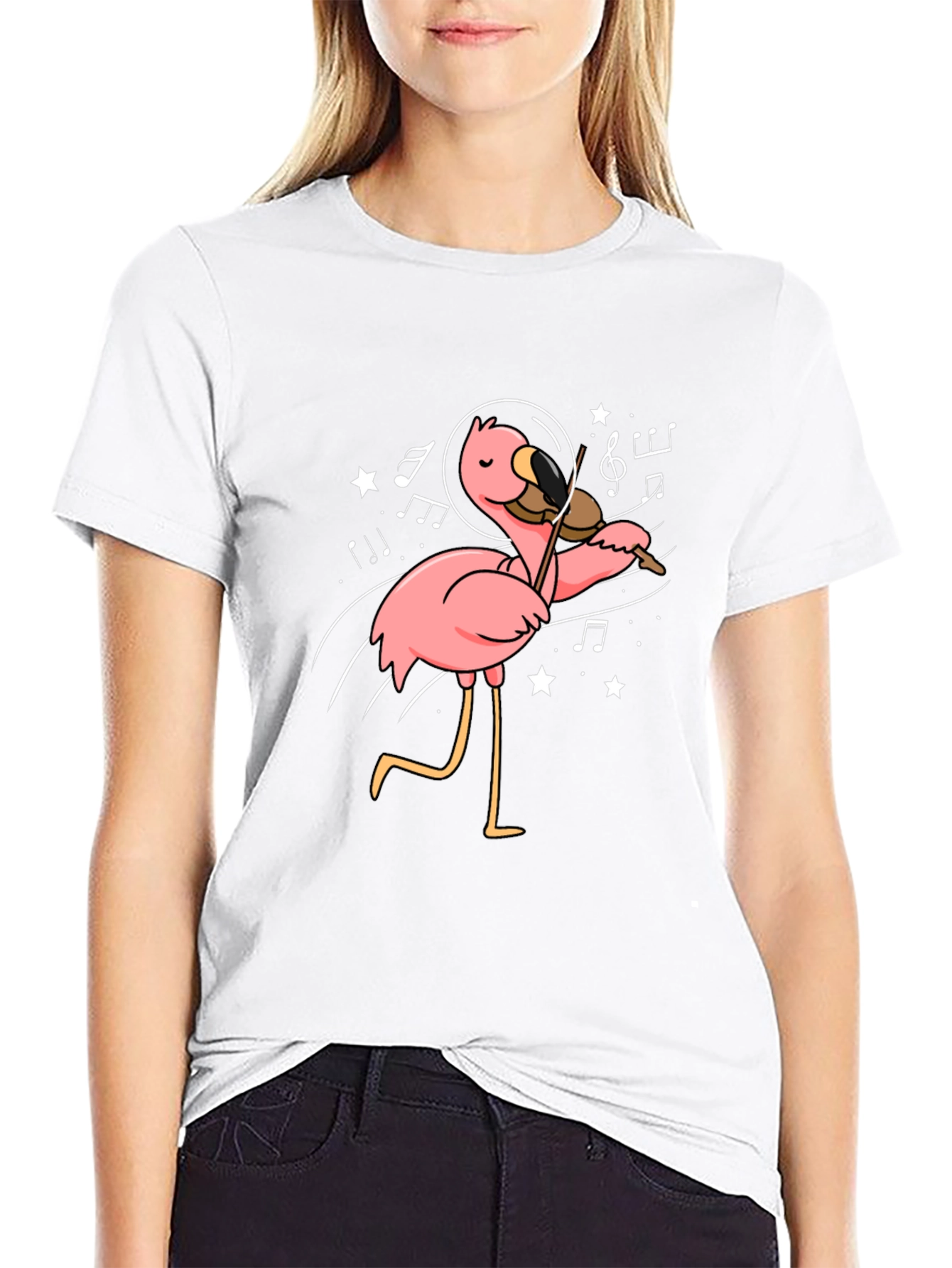 Astronaut Flamingo Violinist Graphic Tee