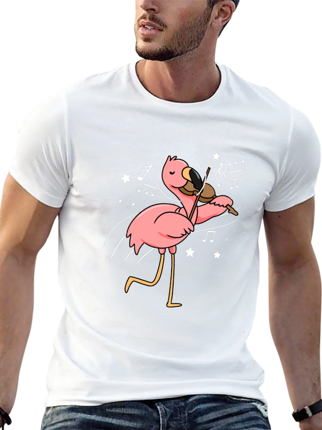 Astronaut Flamingo Violinist Graphic Tee