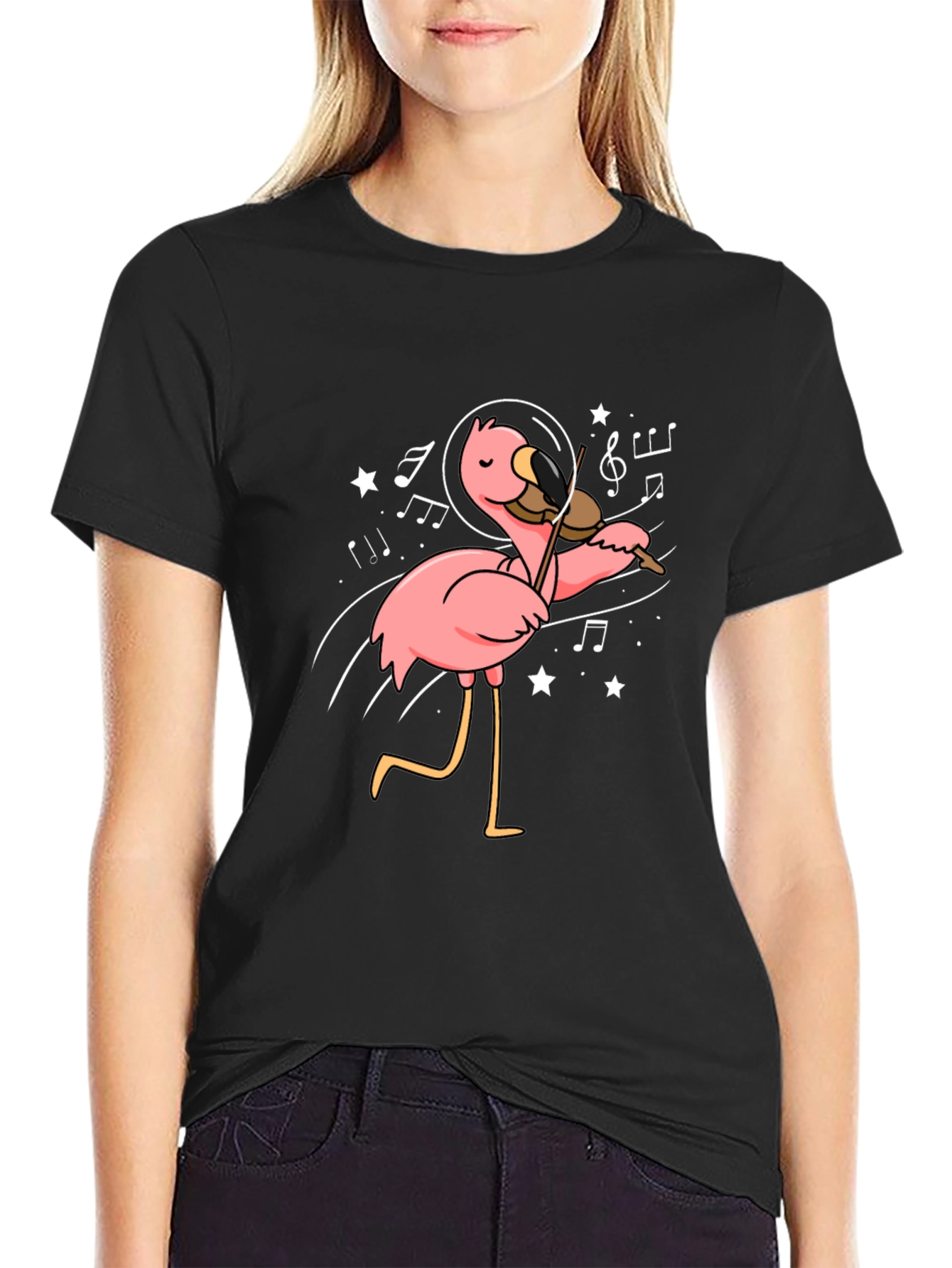 Astronaut Flamingo Violinist Graphic Tee