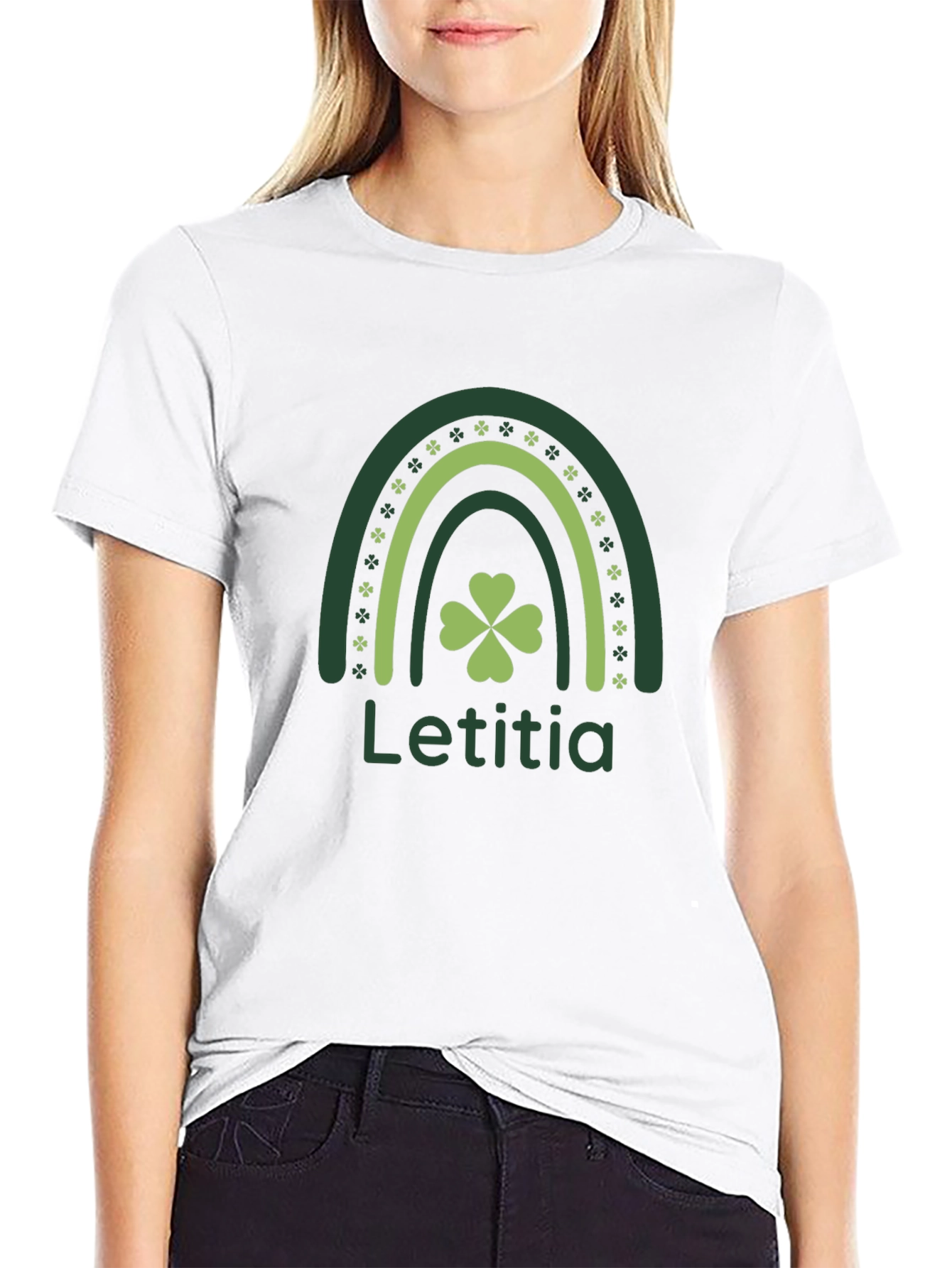 Letitia Lucky Rainbow Shamrock St. Patricks Day T-Shirt