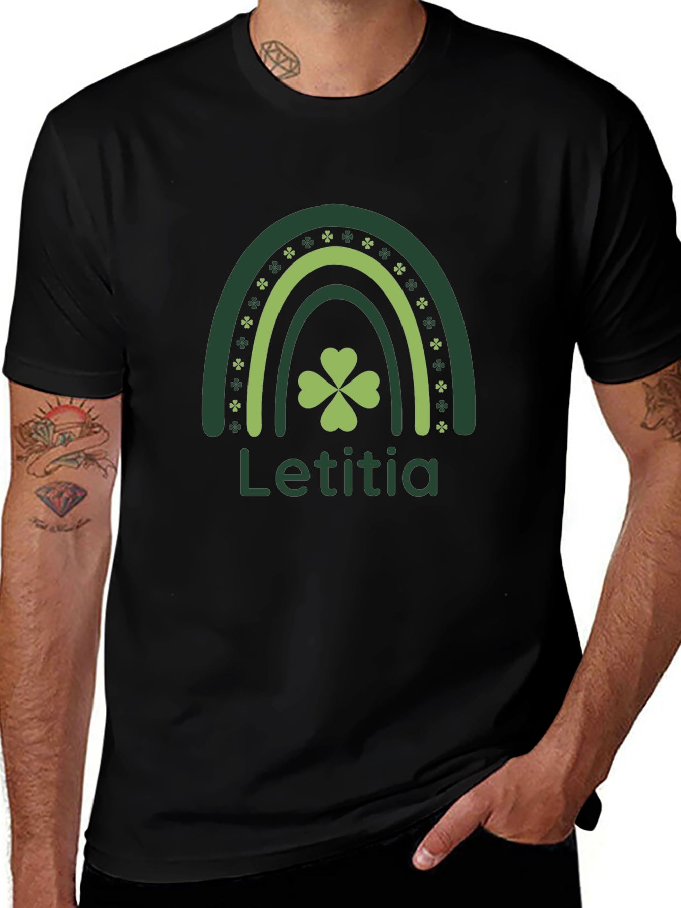 Letitia Lucky Rainbow Shamrock St. Patricks Day T-Shirt