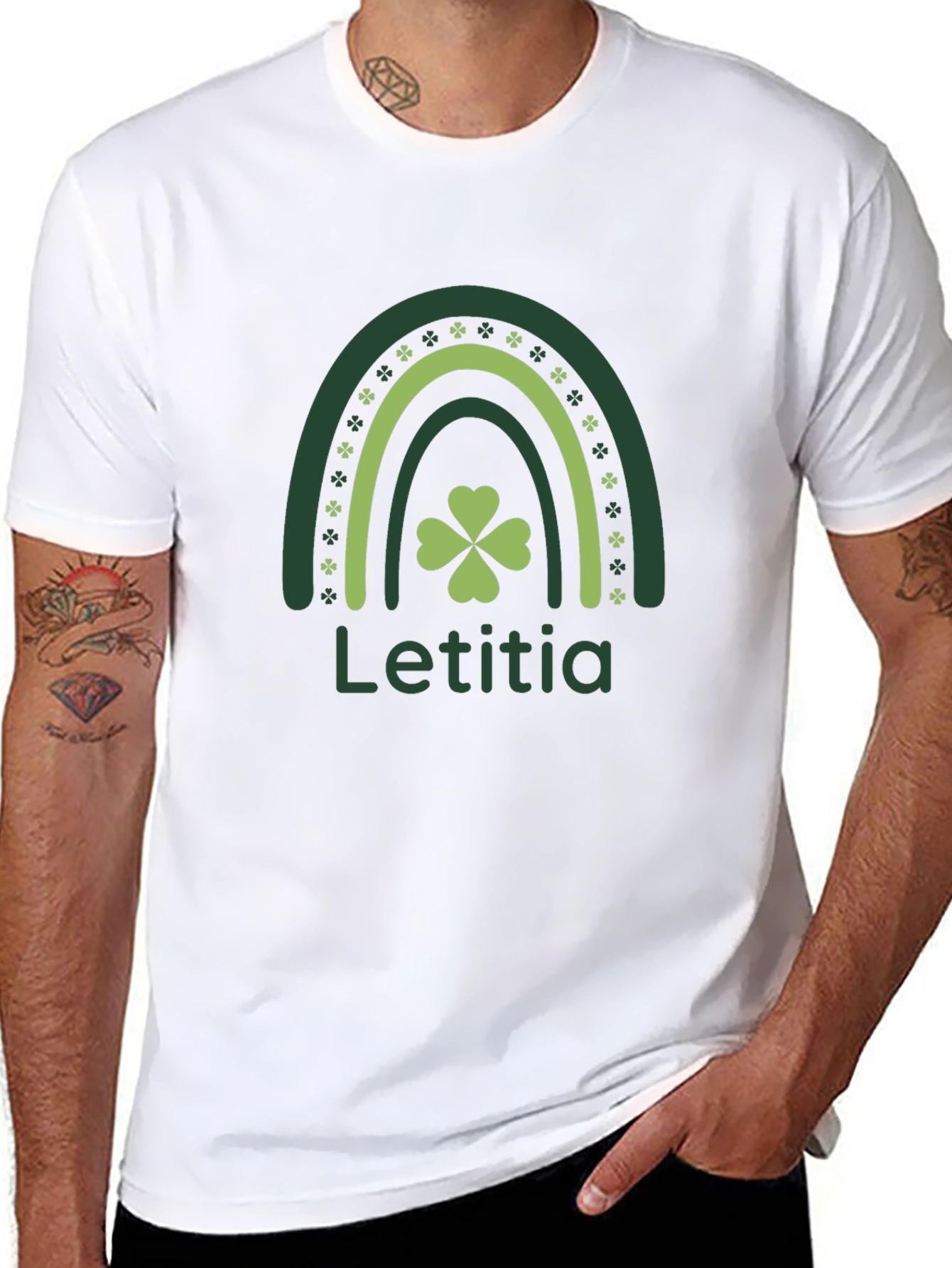 Letitia Lucky Rainbow Shamrock St. Patricks Day T-Shirt