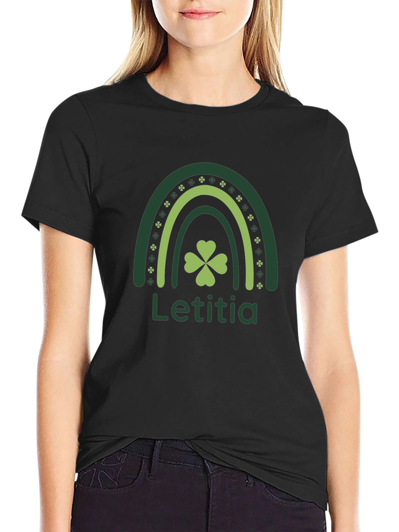 Letitia Lucky Rainbow Shamrock St. Patricks Day T-Shirt