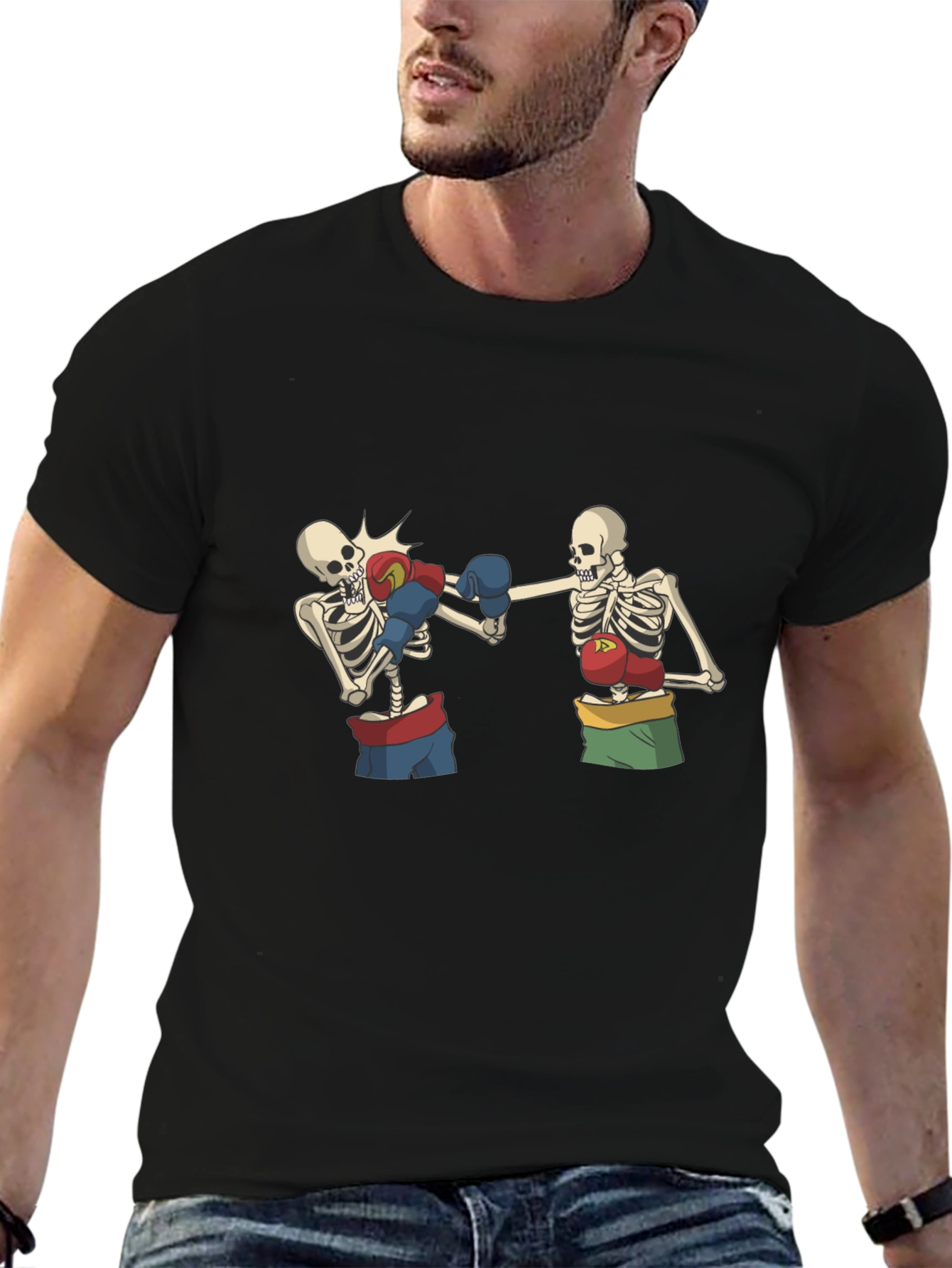 Skeleton Boxing T-Shirt - Black