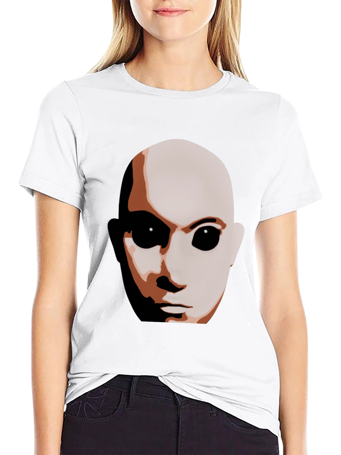 Sci-Fi Alien Face Graphic T-Shirt - Black