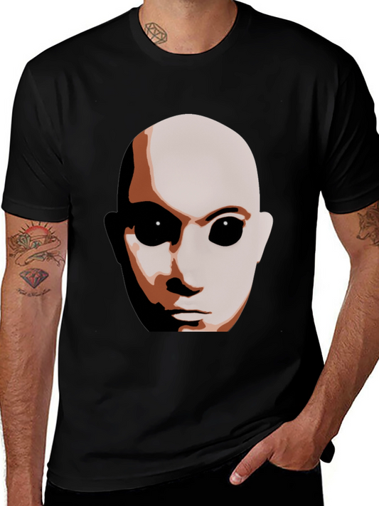 Sci-Fi Alien Face Graphic T-Shirt - Black