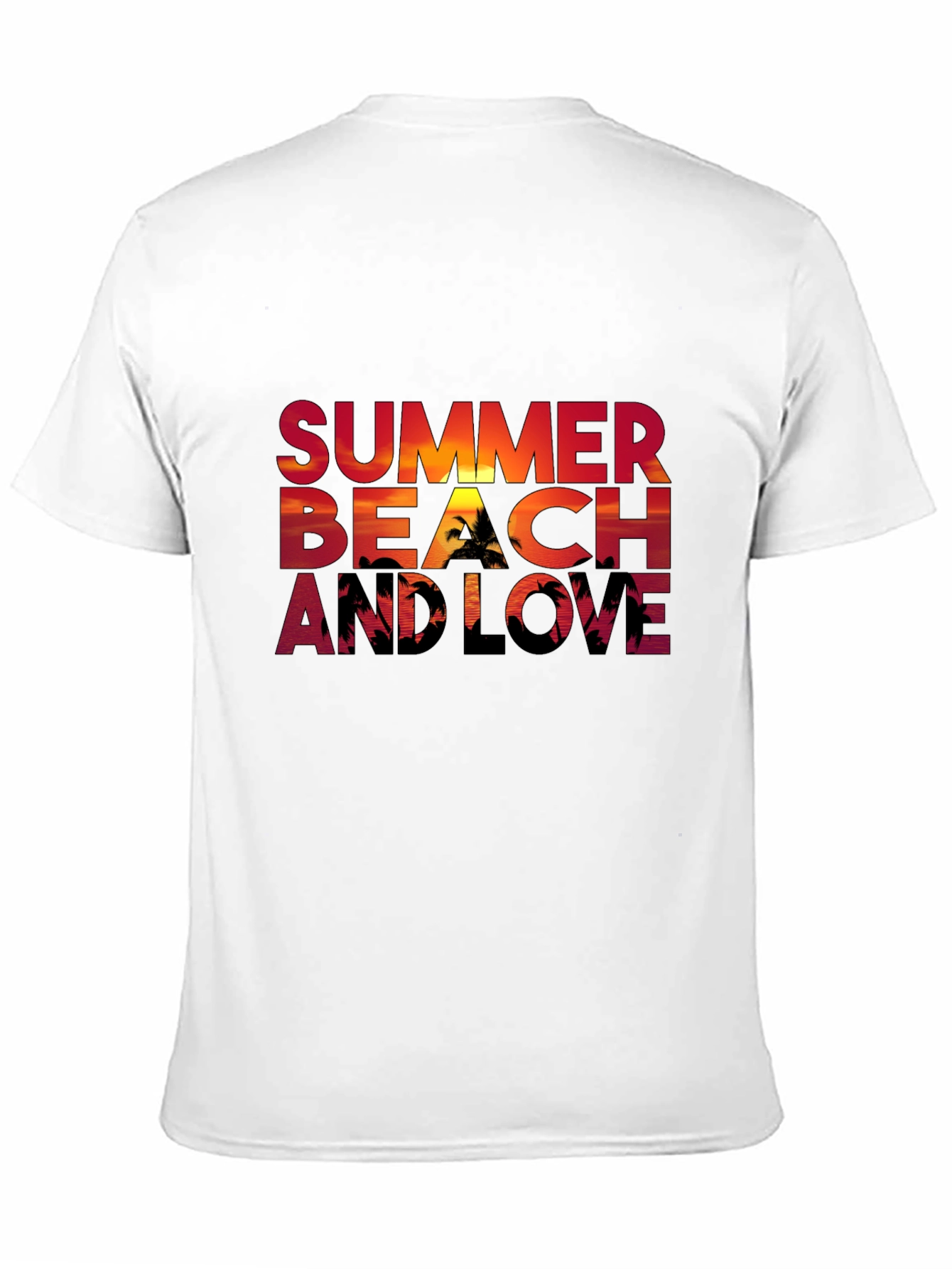 Summer Beach and Love Graphic Black T-Shirt