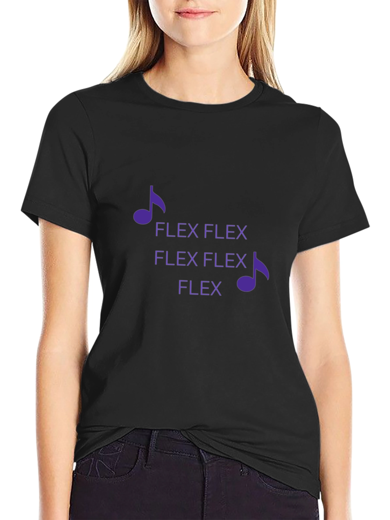 Flex Music Note Graphic Tee - Black Cotton Blend
