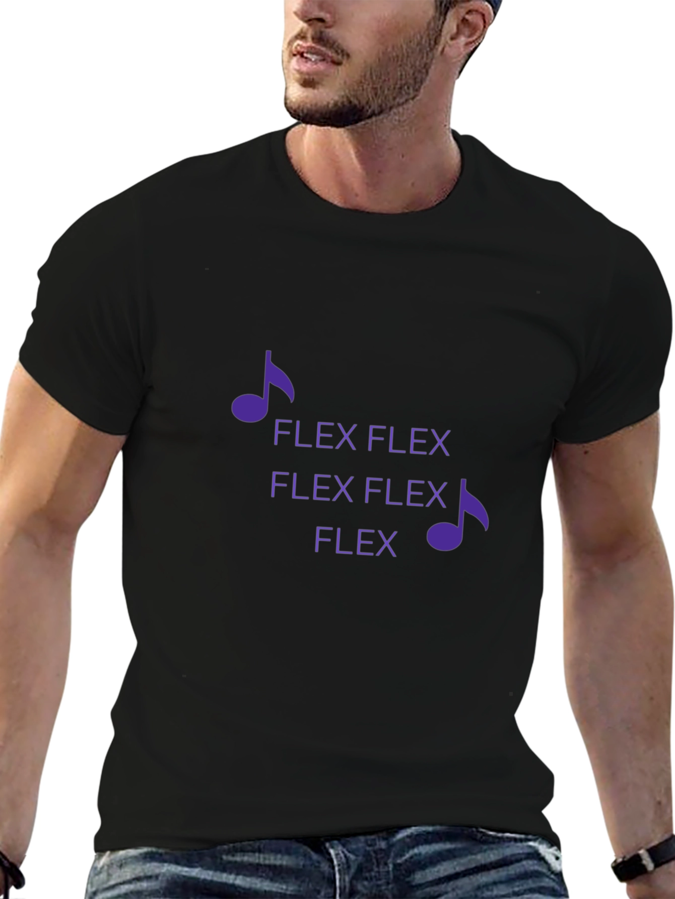 Flex Music Note Graphic Tee - Black Cotton Blend