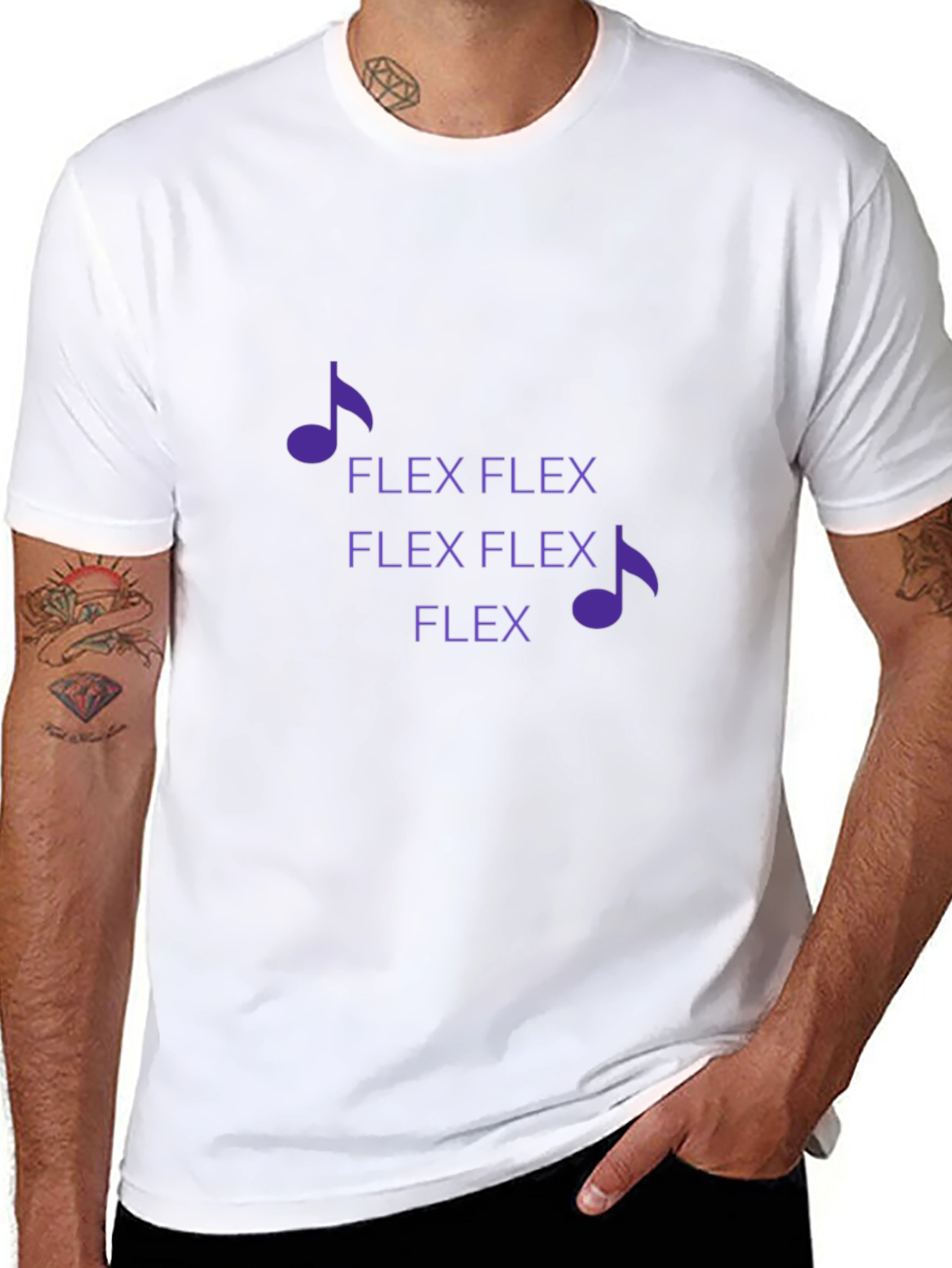 Flex Music Note Graphic Tee - Black Cotton Blend
