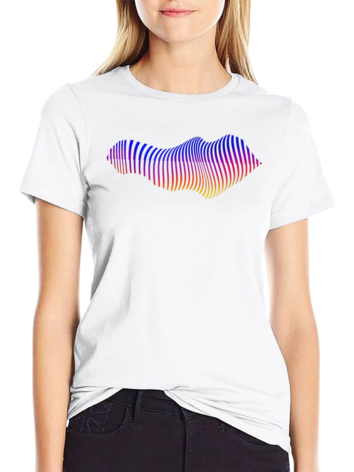 Abstract Wave Graphic Black T-Shirt