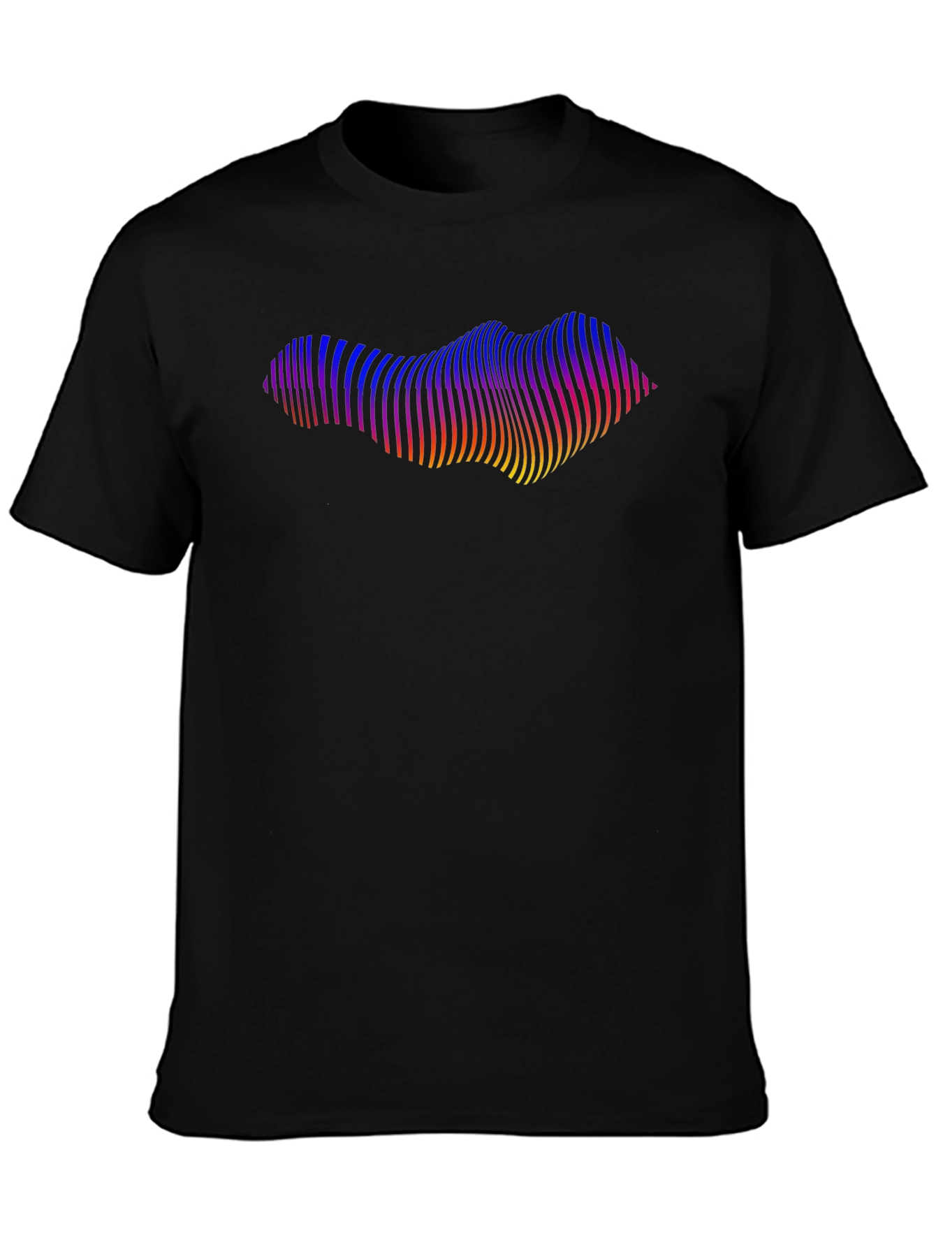 Abstract Wave Graphic Black T-Shirt