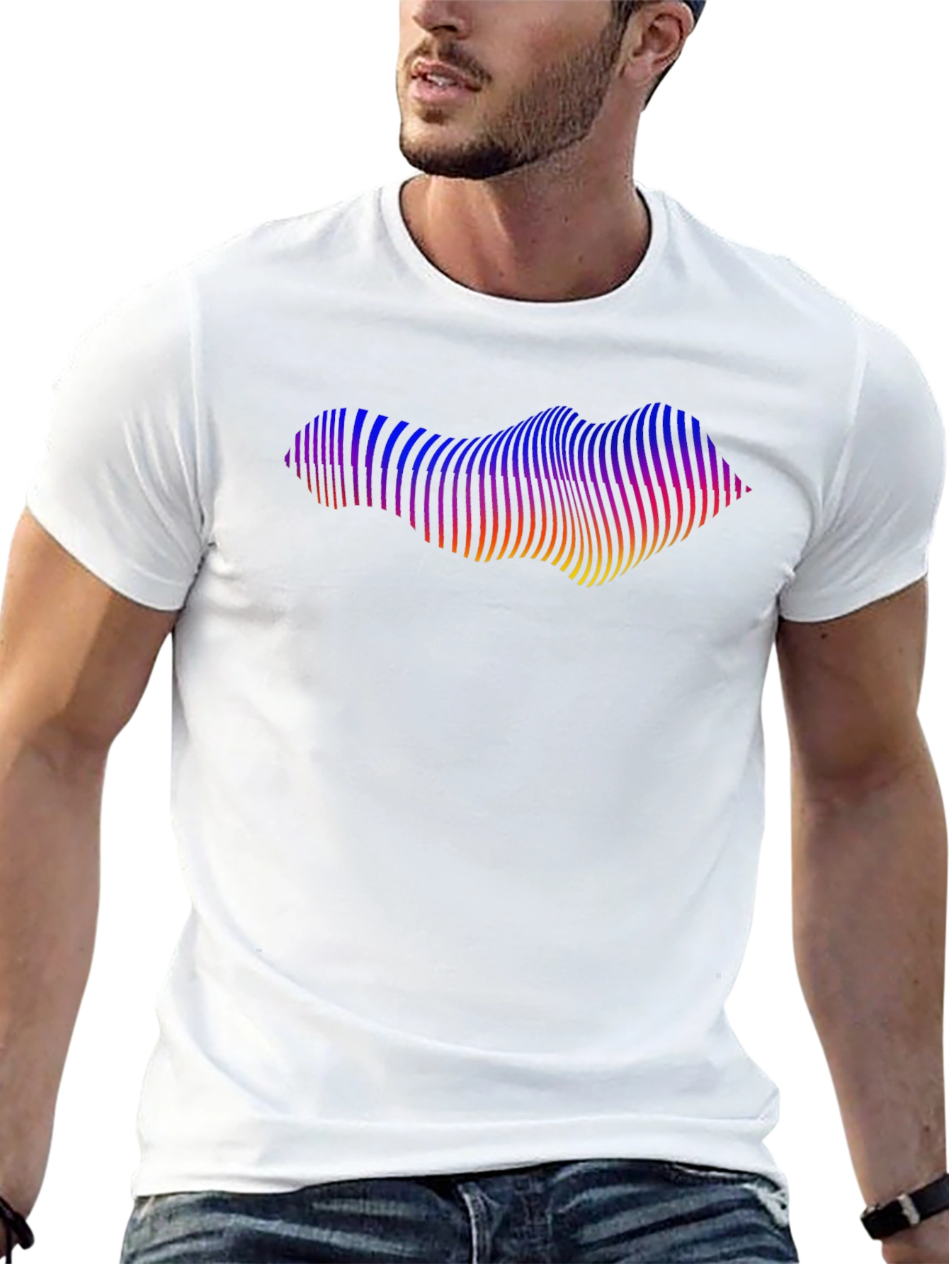 Abstract Wave Graphic Black T-Shirt