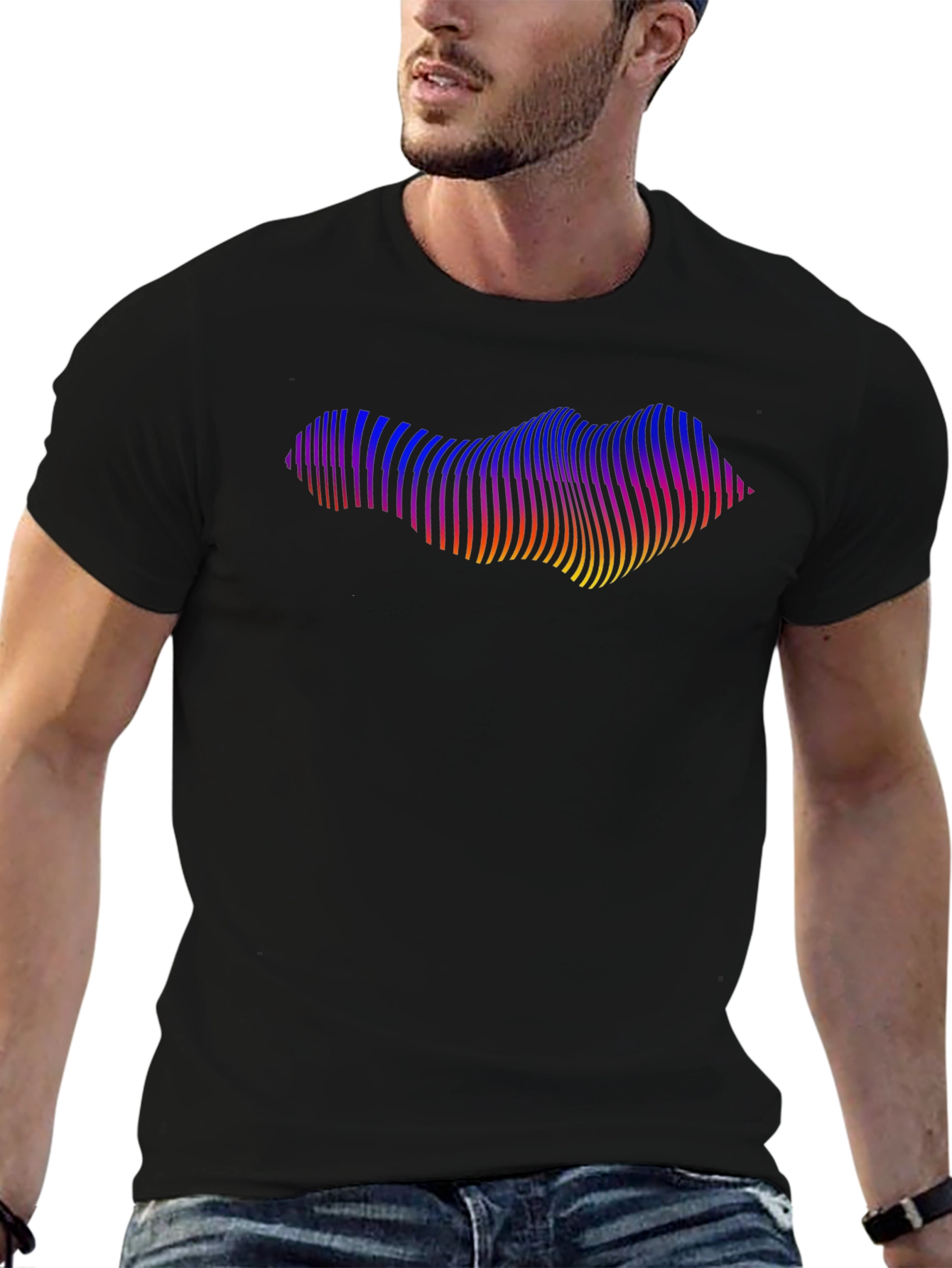 Abstract Wave Graphic Black T-Shirt