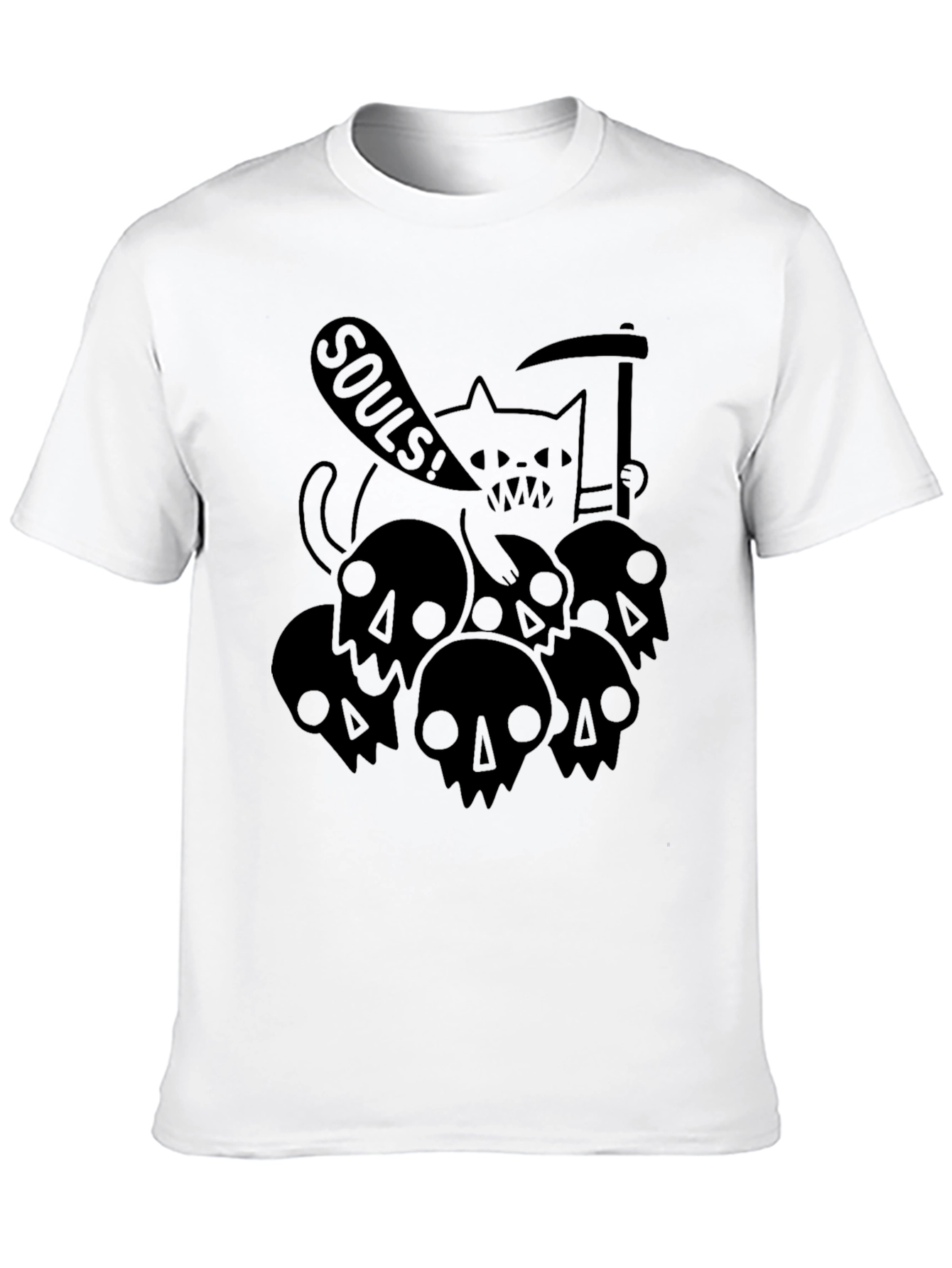 Grim Reaper Cat Black Graphic Tee