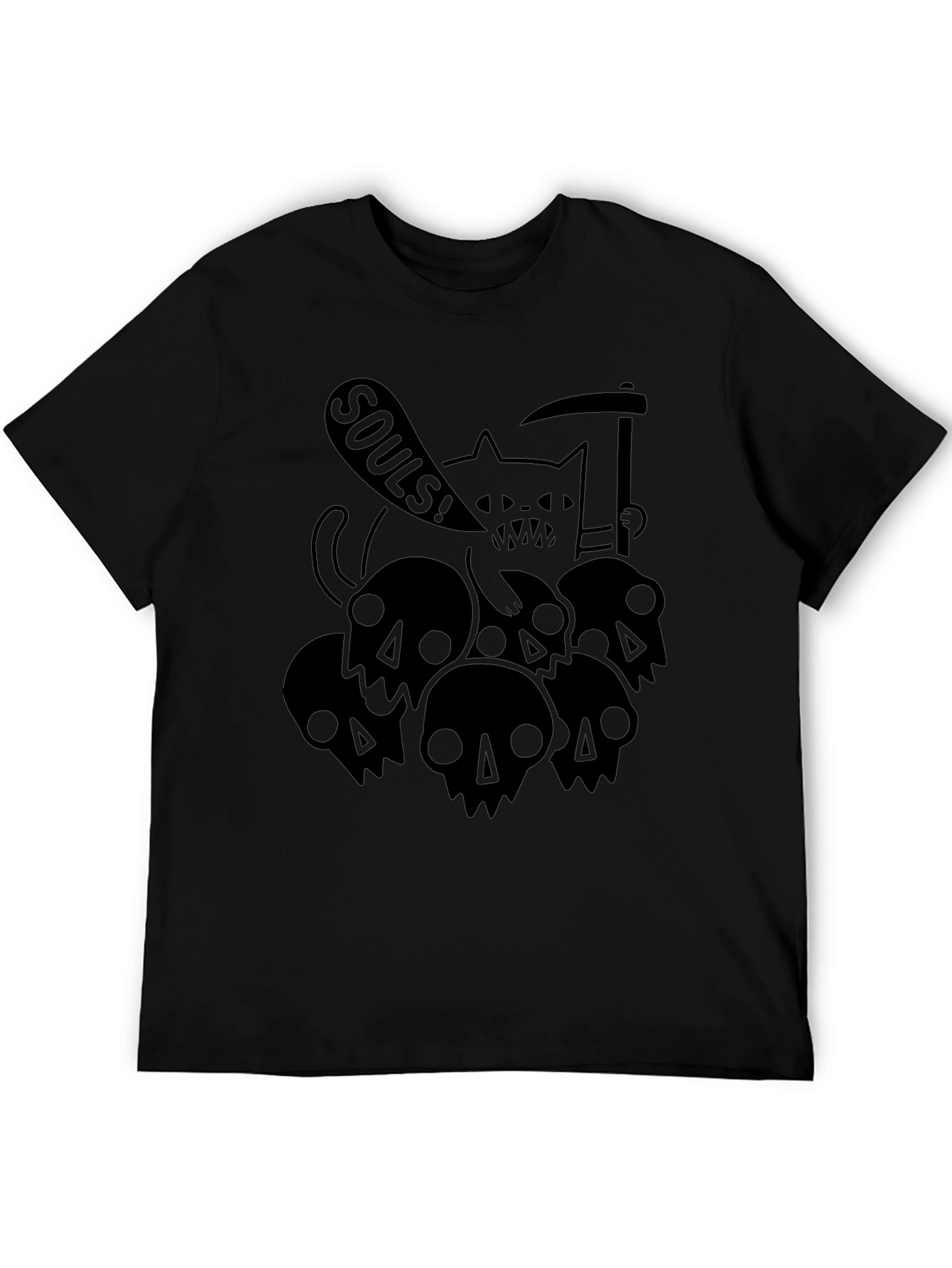 Grim Reaper Cat Black Graphic Tee