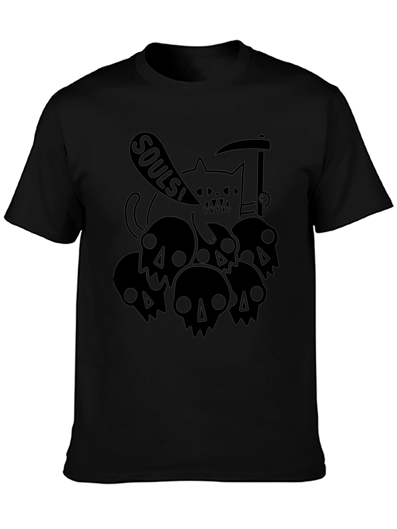 Grim Reaper Cat Black Graphic Tee
