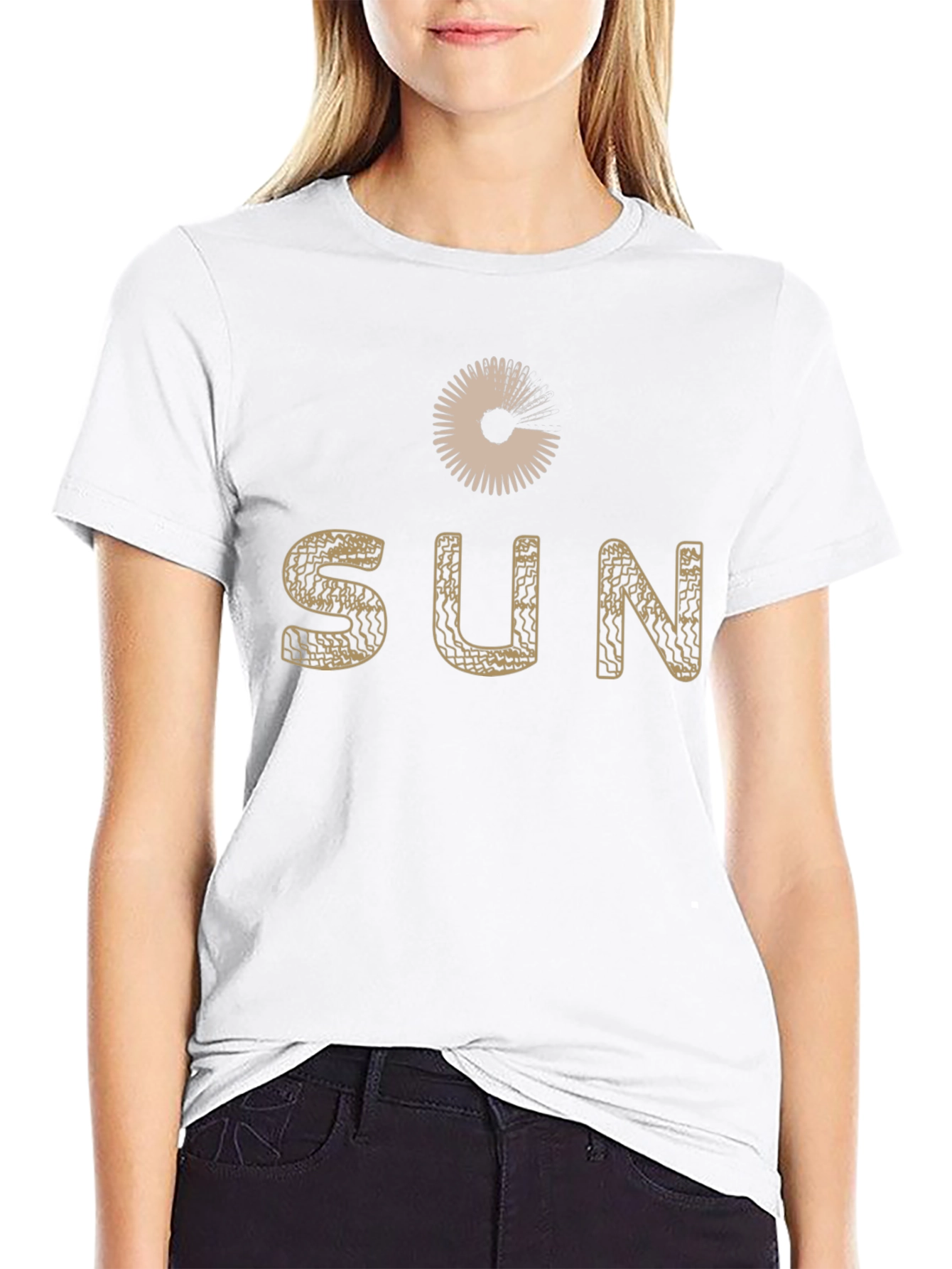 Stylish Sun Graphic Black T-Shirt