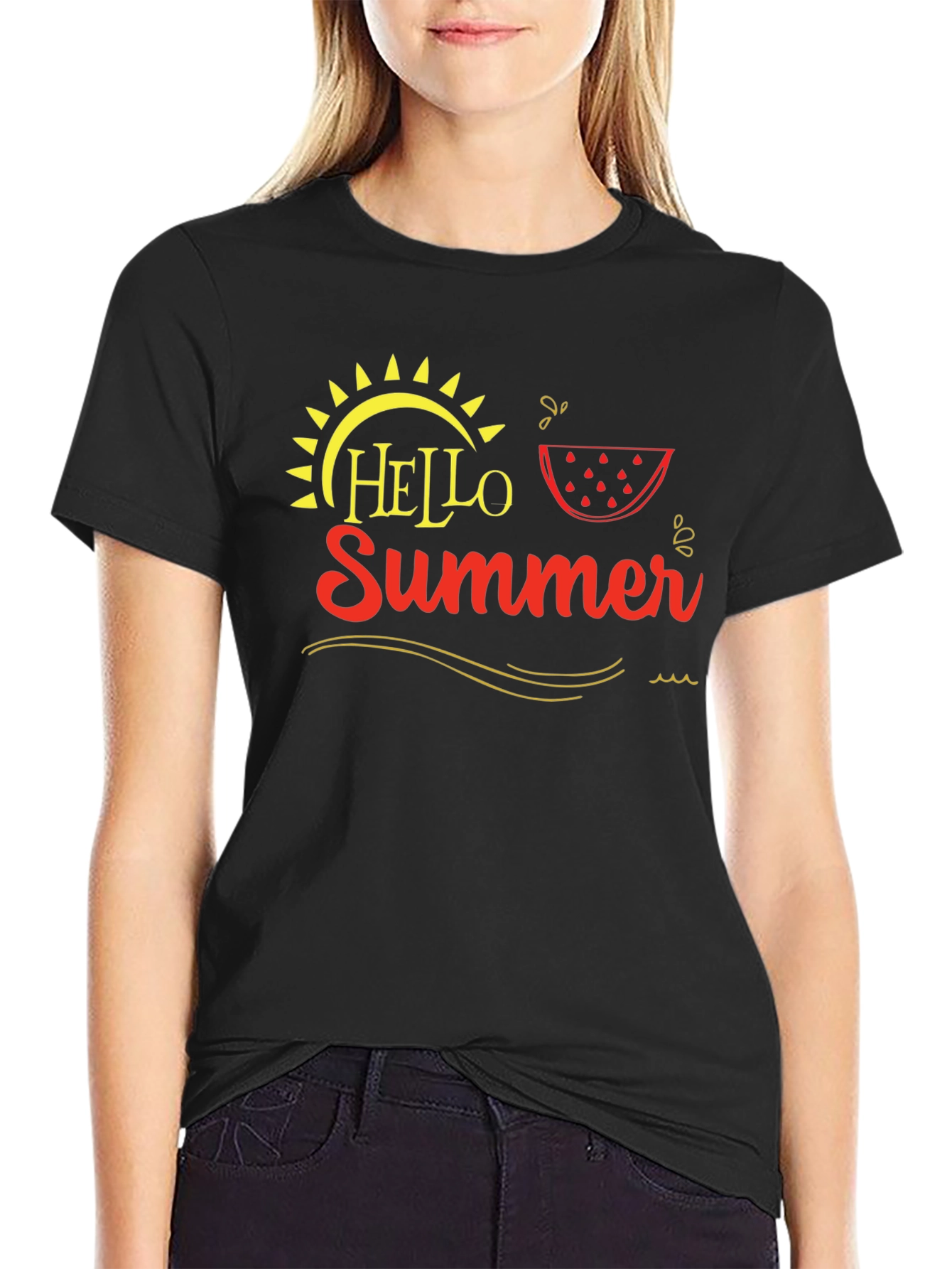 Hello Summer Graphic Tee - Black