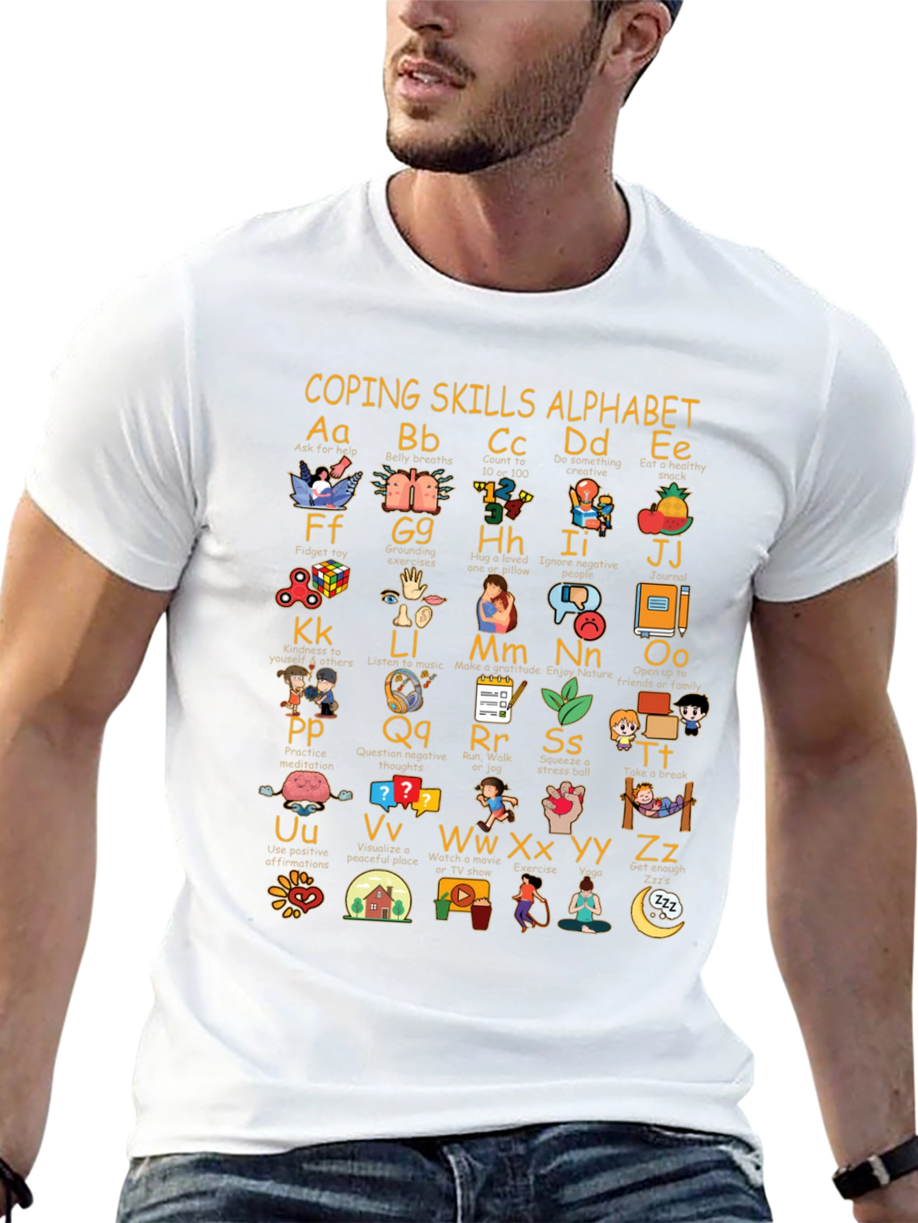 Coping Skills Alphabet Black T-Shirt