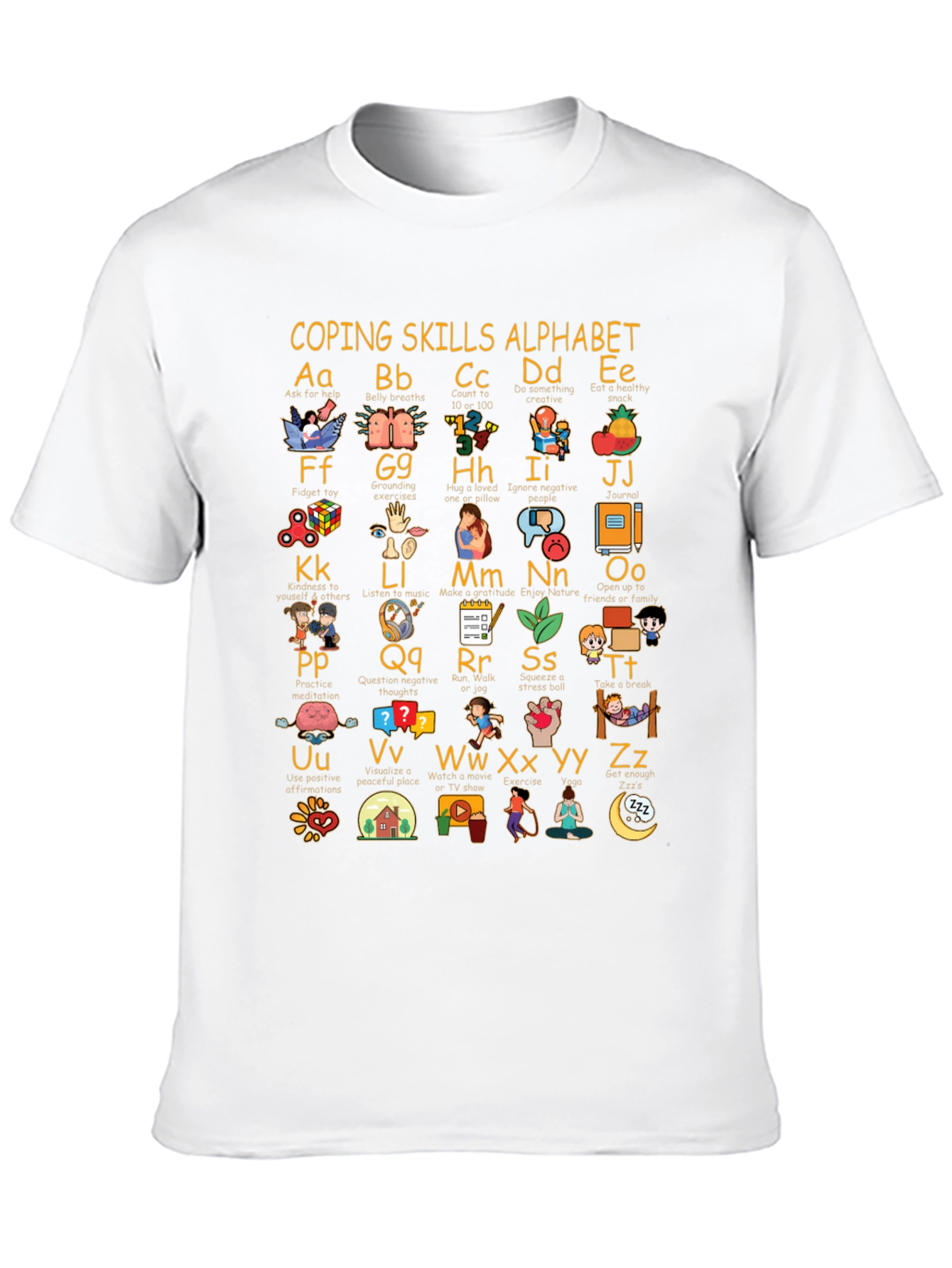 Coping Skills Alphabet Black T-Shirt