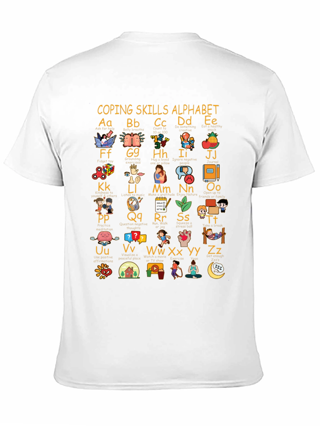 Coping Skills Alphabet Black T-Shirt