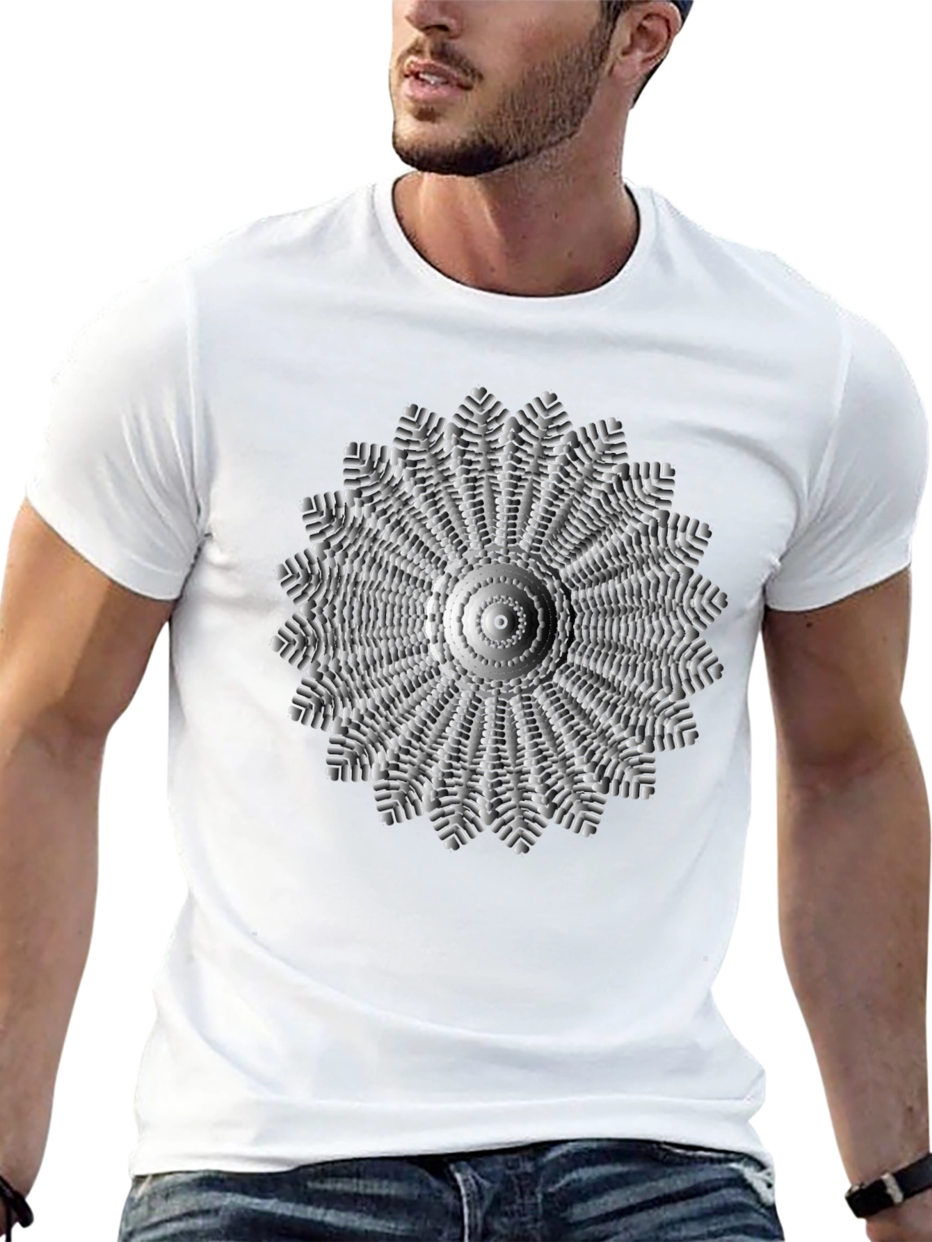 Geometric Mandala Graphic Black T-Shirt