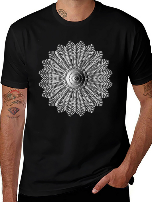 Geometric Mandala Graphic Black T-Shirt