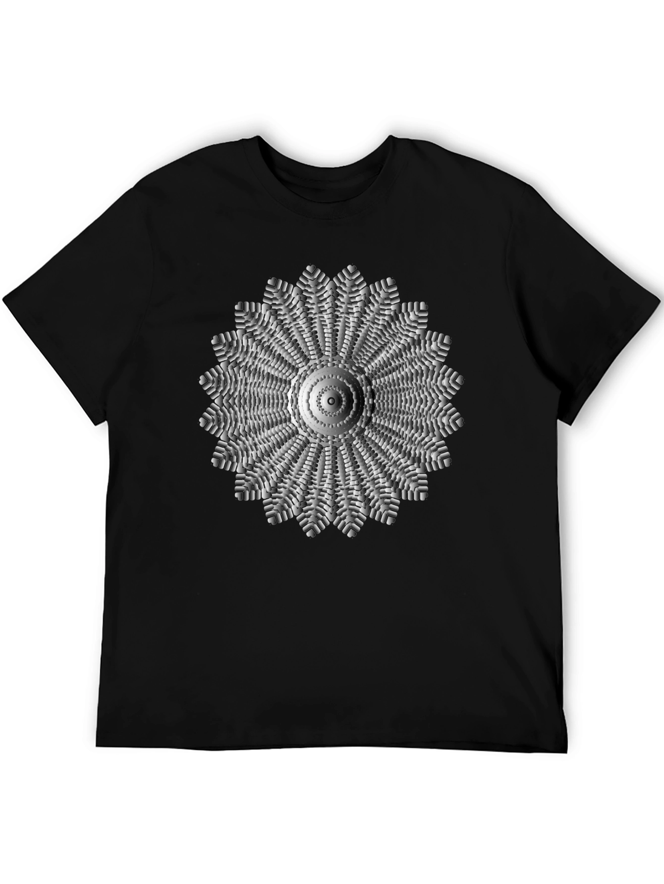 Geometric Mandala Graphic Black T-Shirt