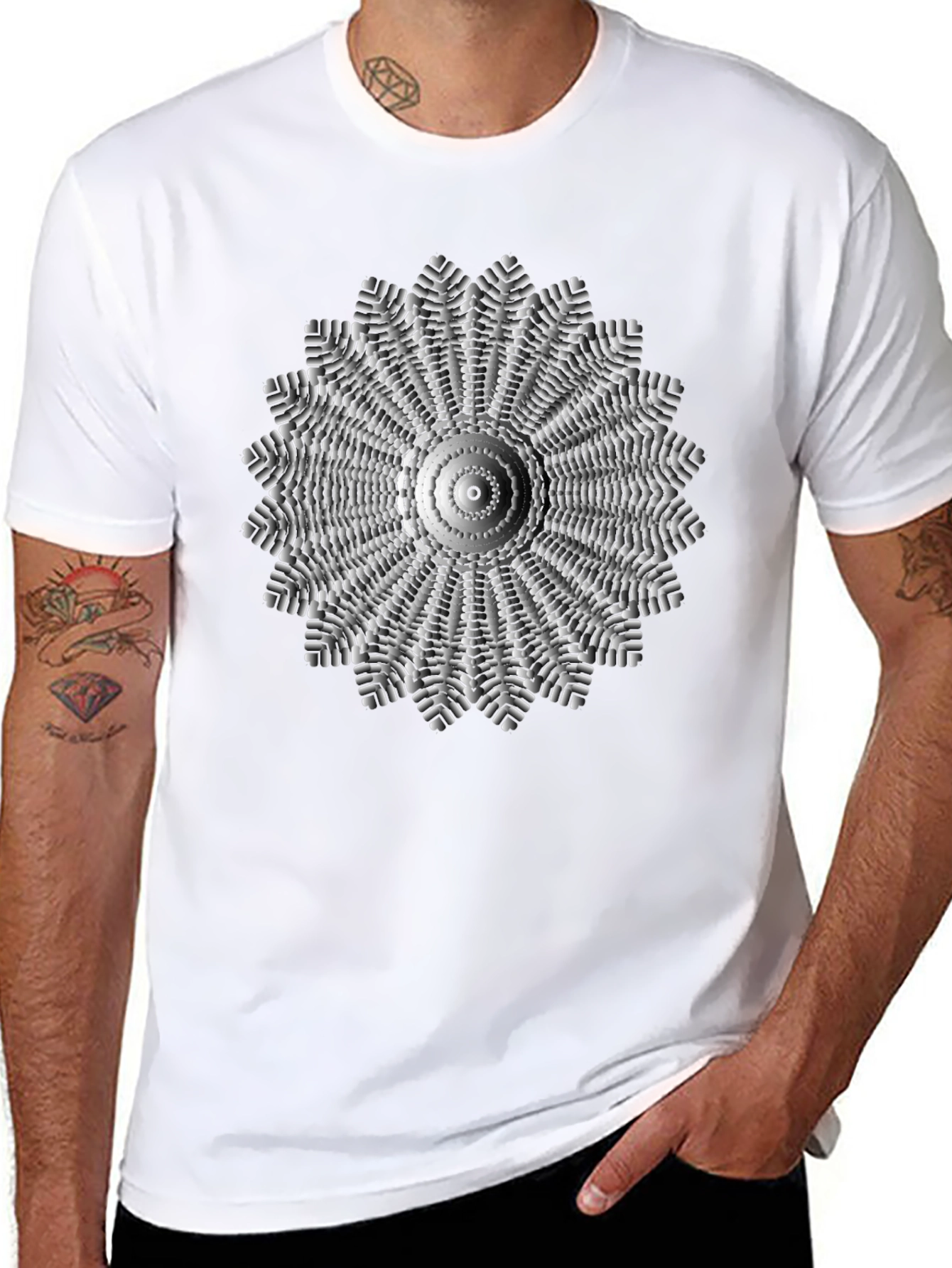 Geometric Mandala Graphic Black T-Shirt