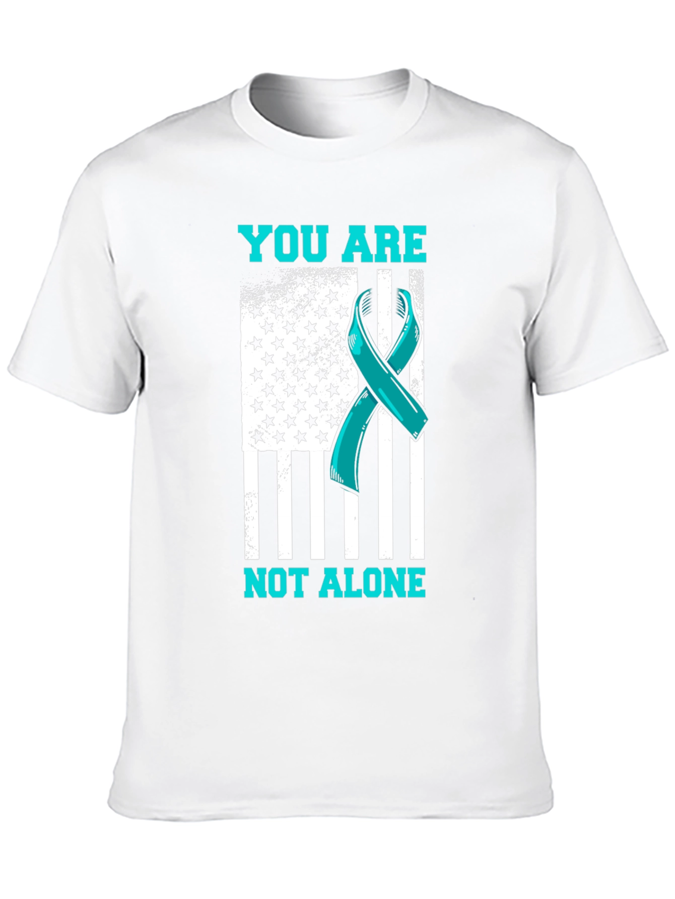 Teal Ribbon American Flag Graphic T-Shirt
