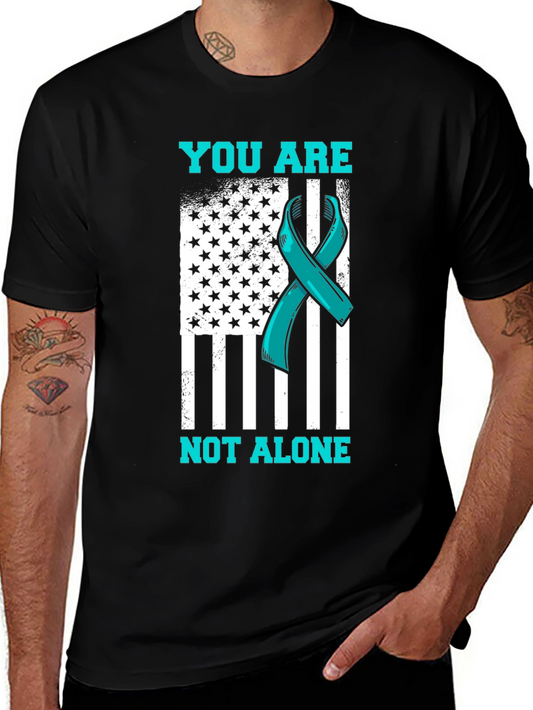 Teal Ribbon American Flag Graphic T-Shirt