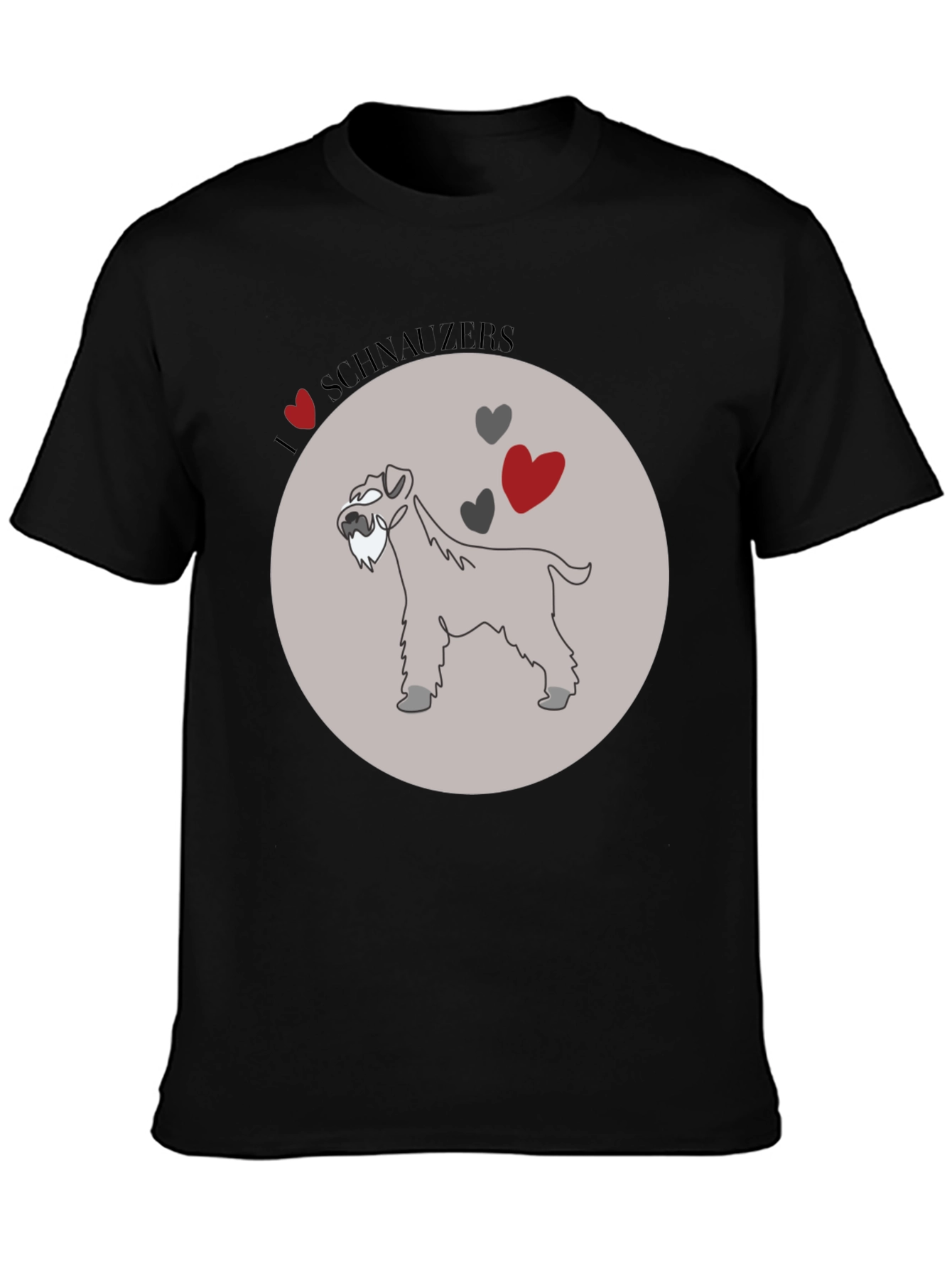 I Love Schnauzers Graphic Tee - Black Cotton Blend