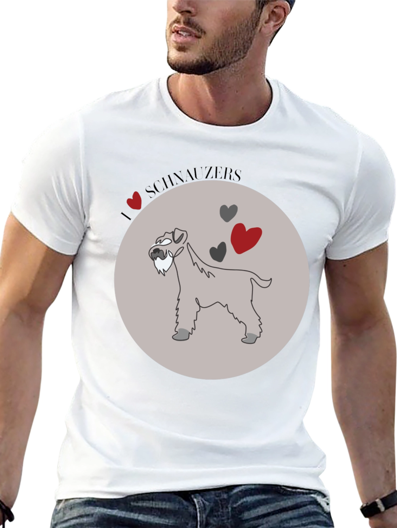 I Love Schnauzers Graphic Tee - Black Cotton Blend