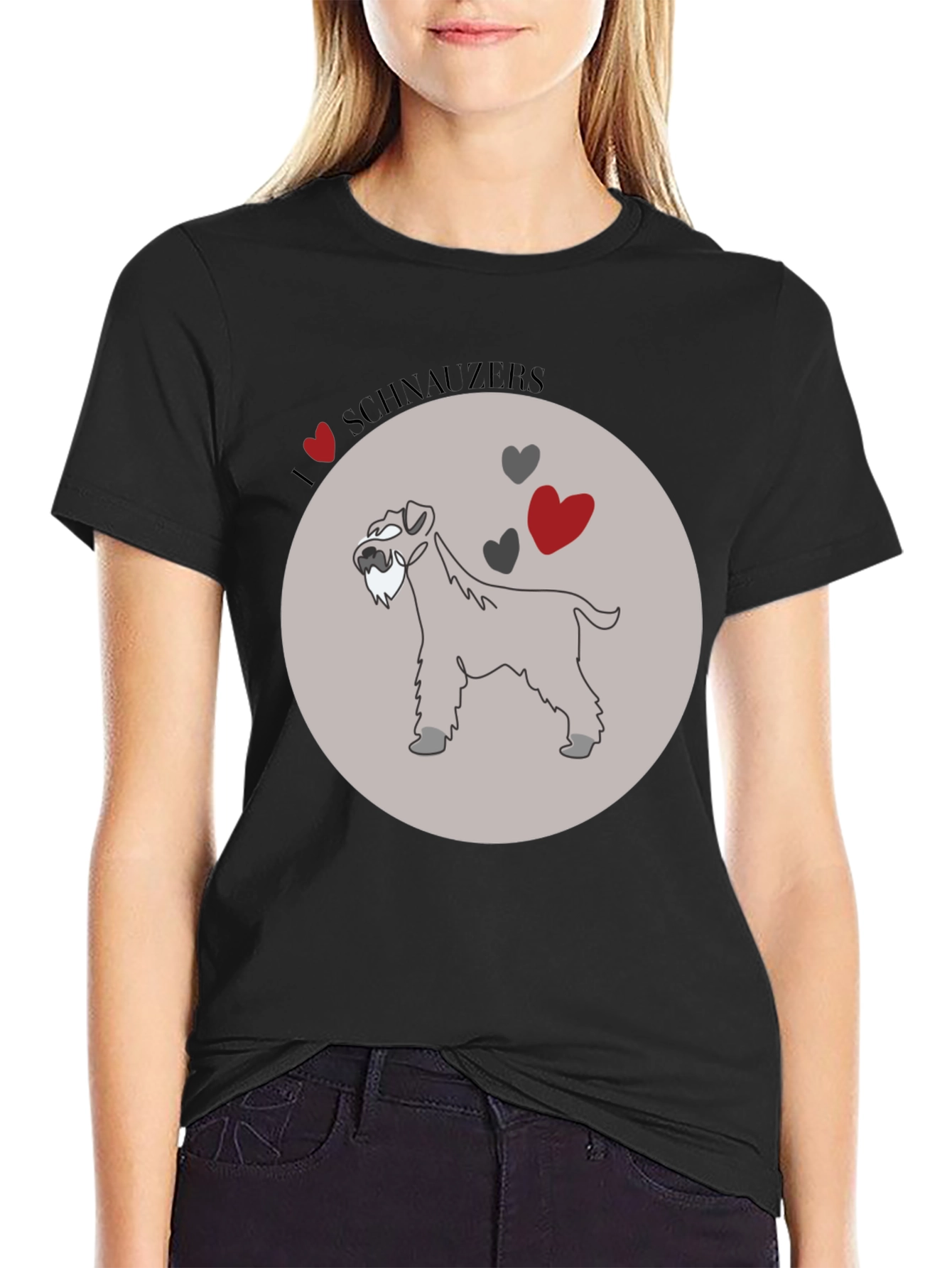 I Love Schnauzers Graphic Tee - Black Cotton Blend