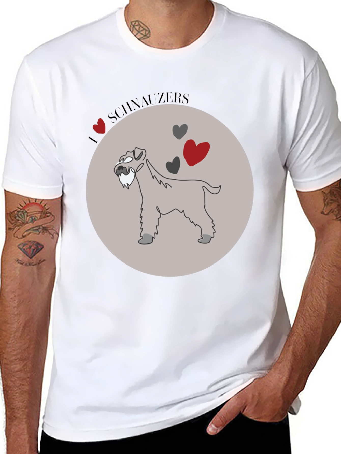 I Love Schnauzers Graphic Tee - Black Cotton Blend