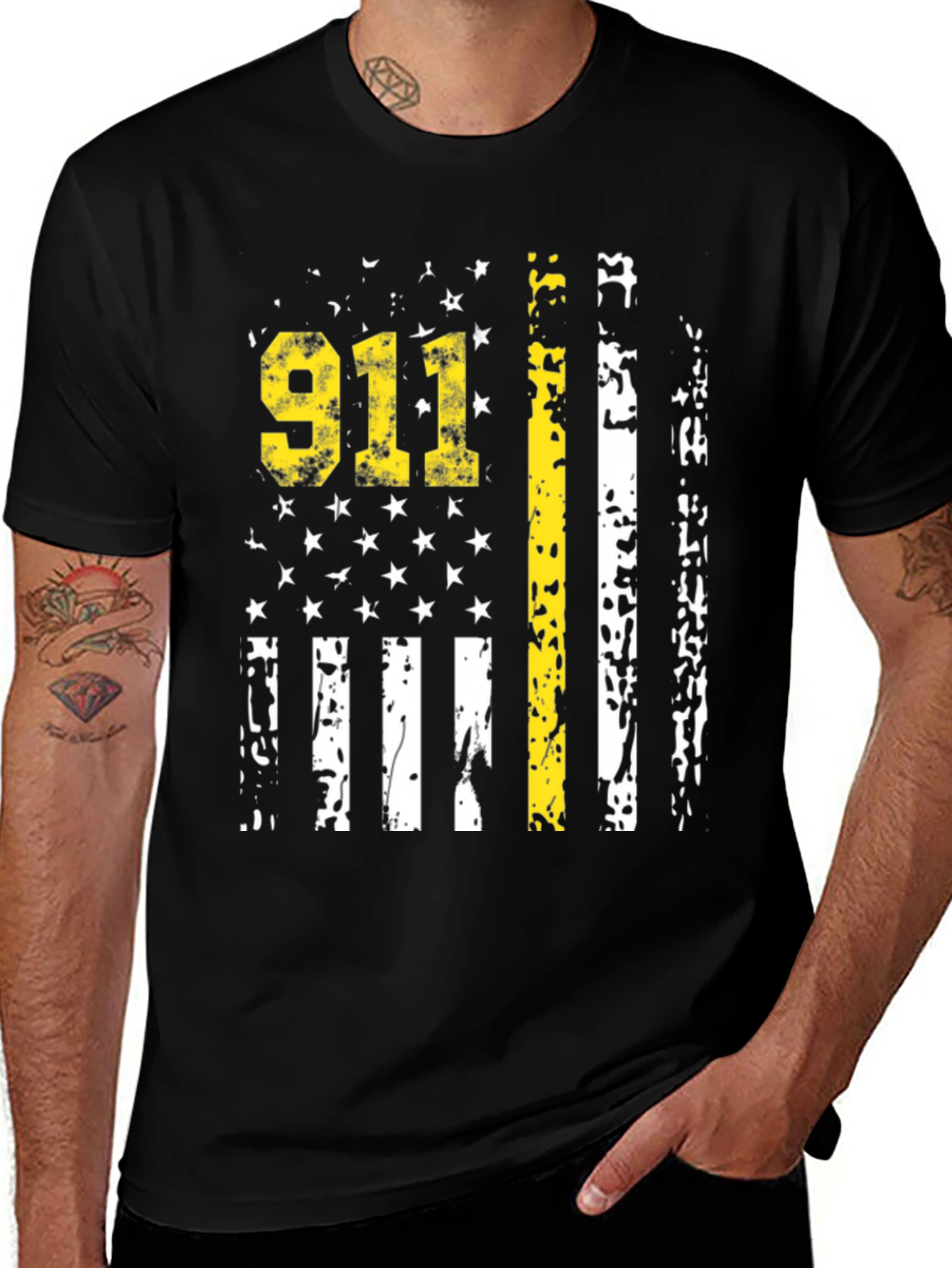 911 Thin Yellow Line American Flag T-Shirt