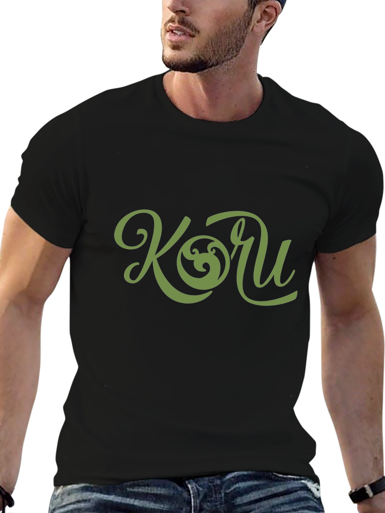 Koru Graphic Tee - Black Cotton T-Shirt