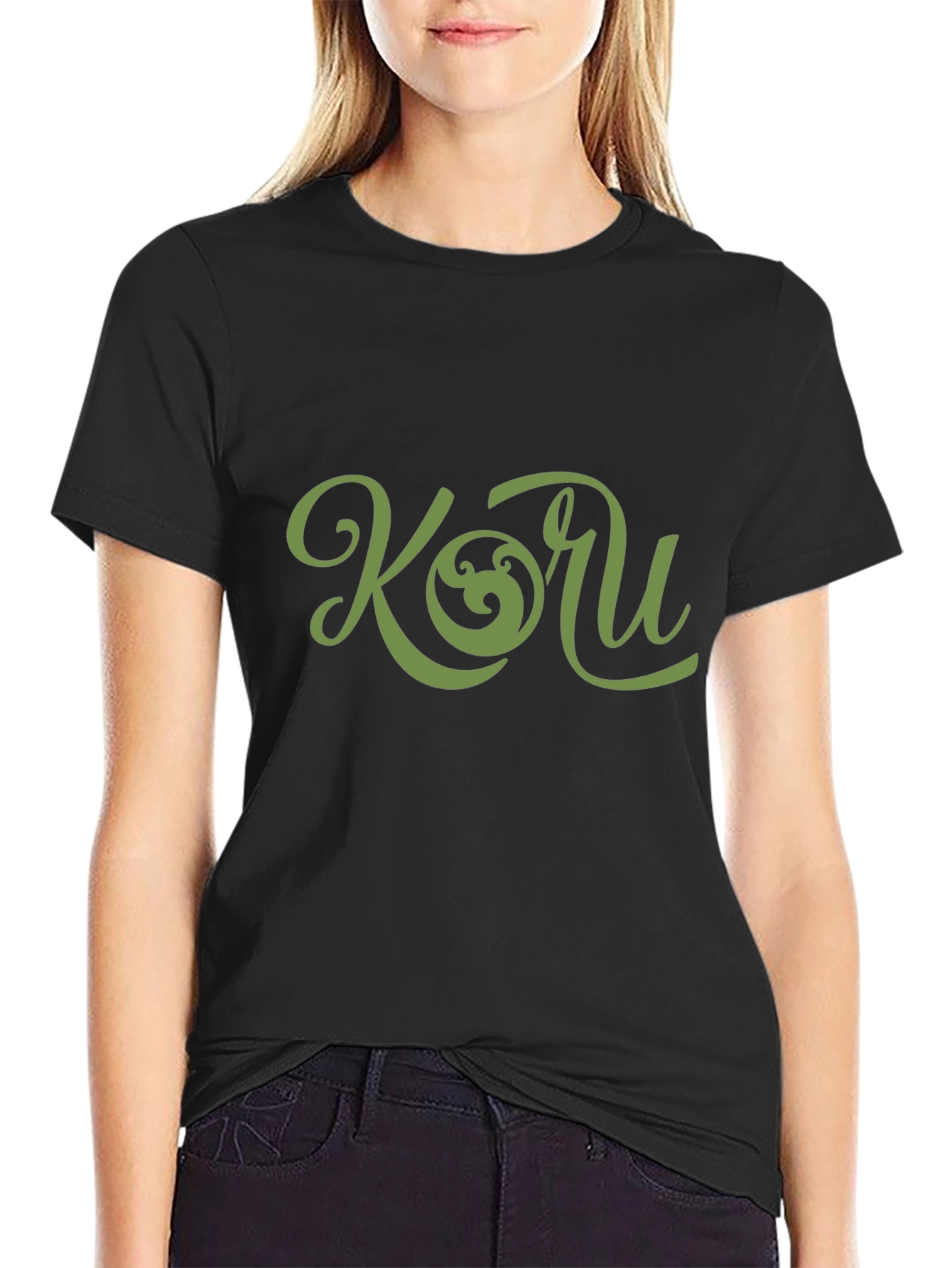 Koru Graphic Tee - Black Cotton T-Shirt
