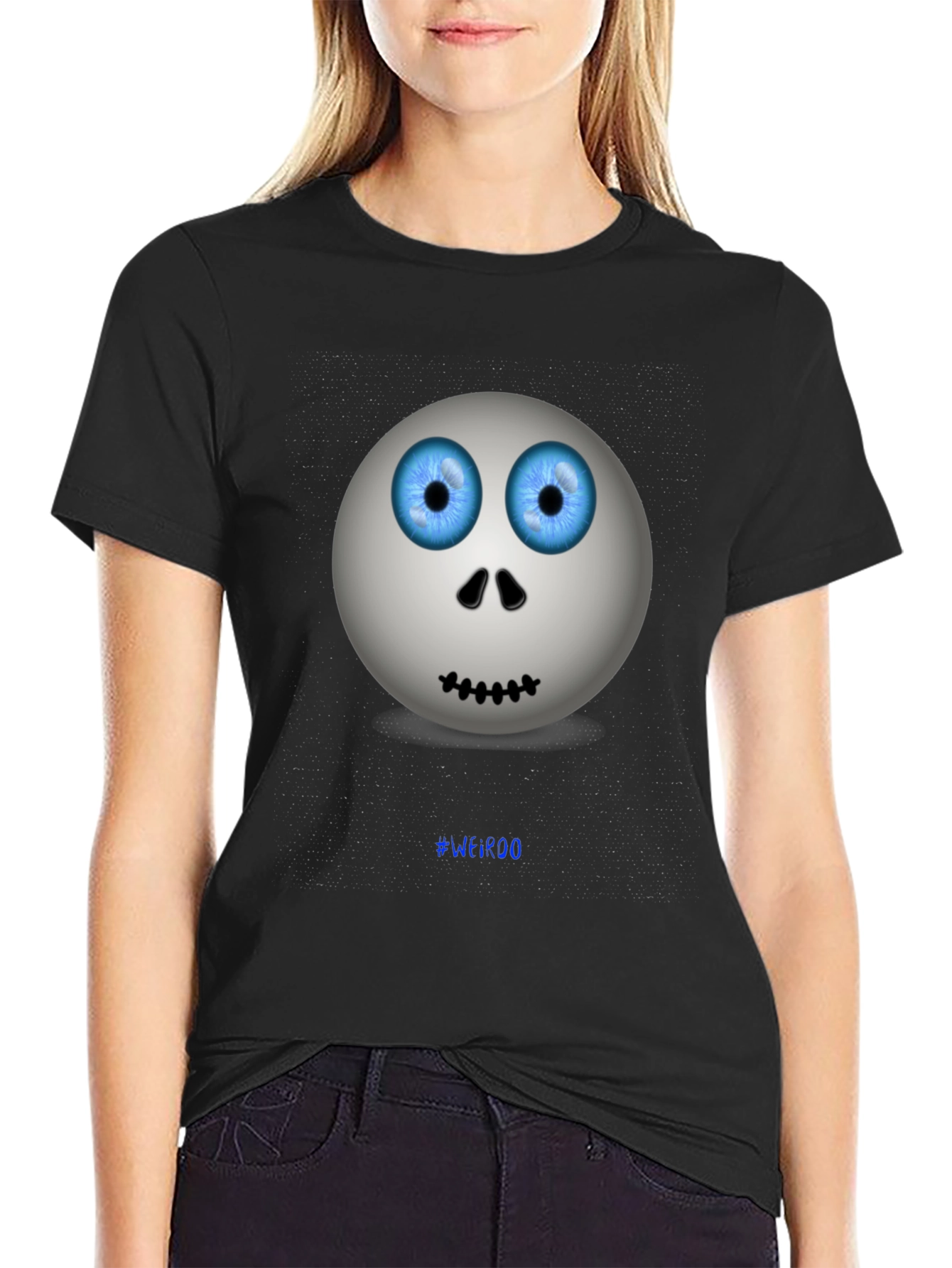 Mens Graphic Tee - Spooky Eyed Emoji