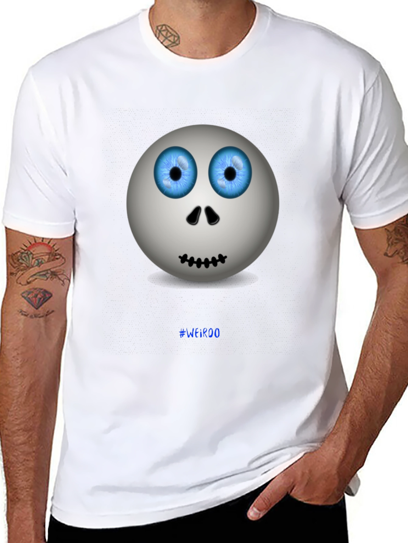Mens Graphic Tee - Spooky Eyed Emoji