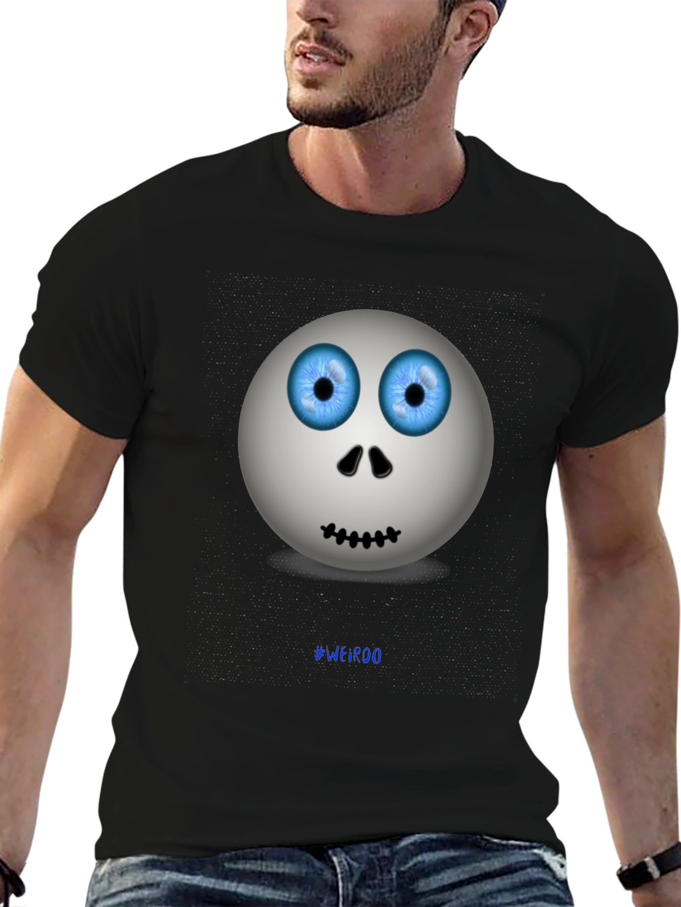 Mens Graphic Tee - Spooky Eyed Emoji