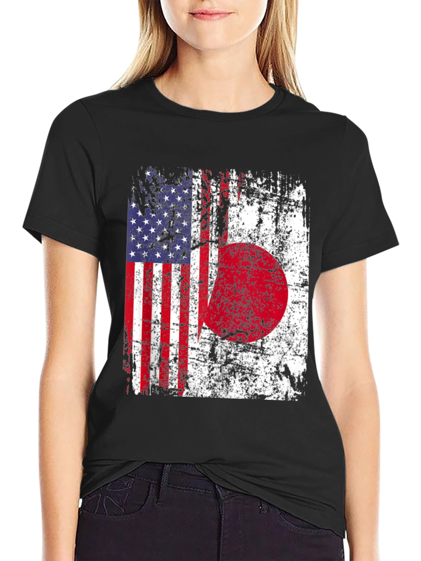 USA Japan Flag Graphic T-Shirt